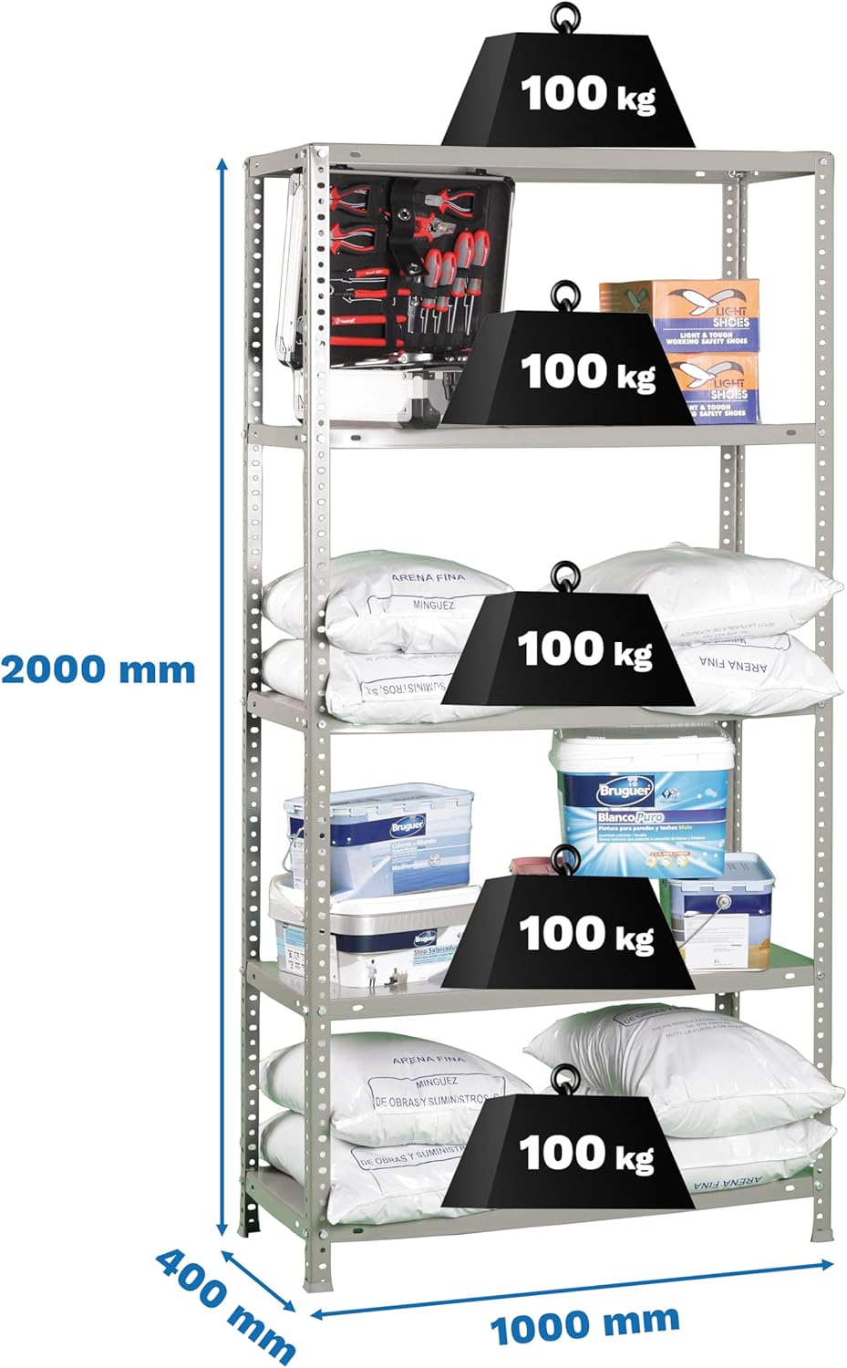 Simon Rack Scaffale Metallo Garage 5 Ripiani, Grigio - immagine 3