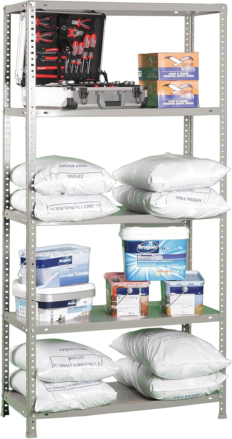 Simon Rack Scaffale Metallo Garage 5 Ripiani, Grigio - immagine 8