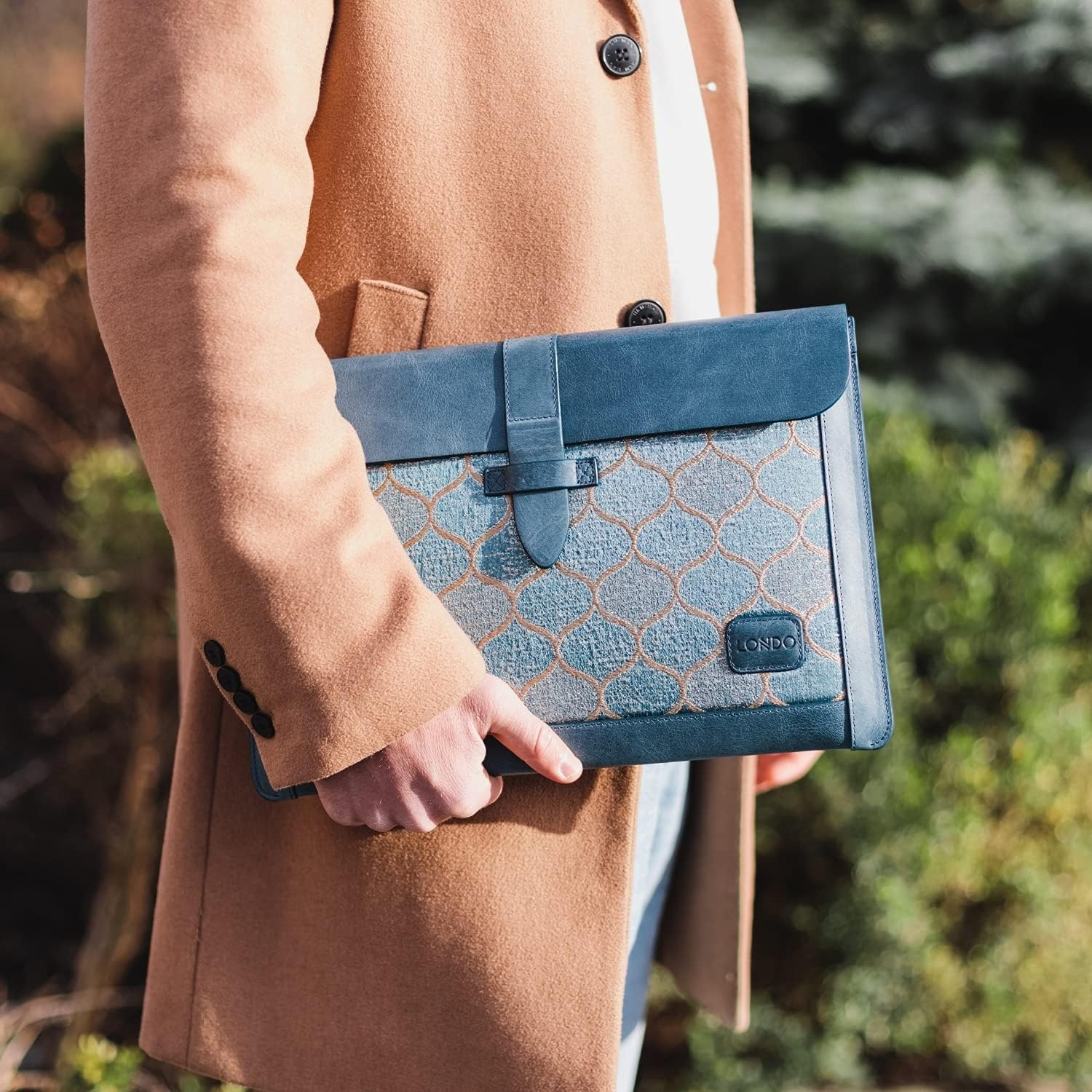 Londo Vera Pelle Custodia per Laptop 15-16 Pollici, Blu - immagine 4