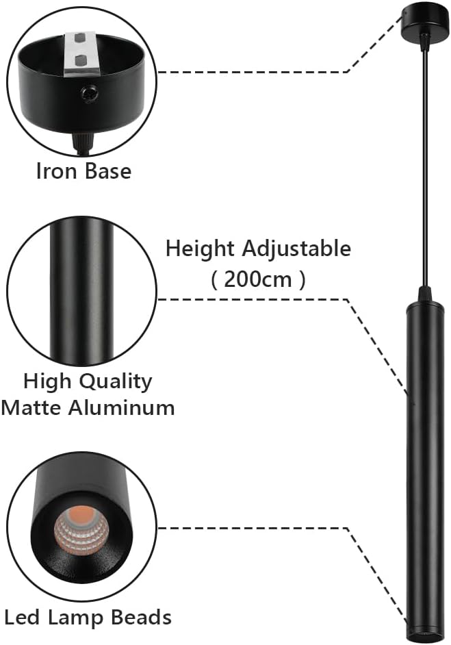 HOTUT Lampada a Sospensione Lunga 30cm, Nero - immagine 3