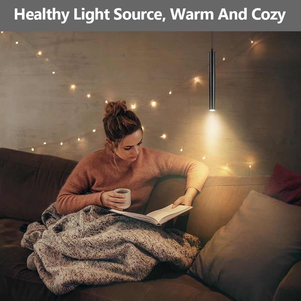 HOTUT Lampada a Sospensione Lunga 30cm, Nero - immagine 5