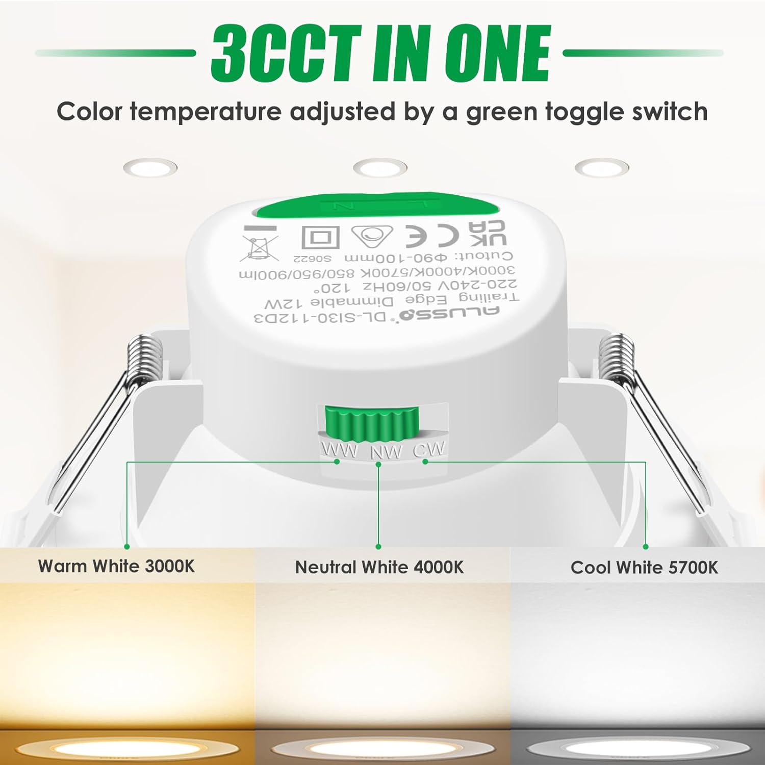 Alusso Faretti LED da Incasso Dimmerabili 10W, Set 6 - immagine 3