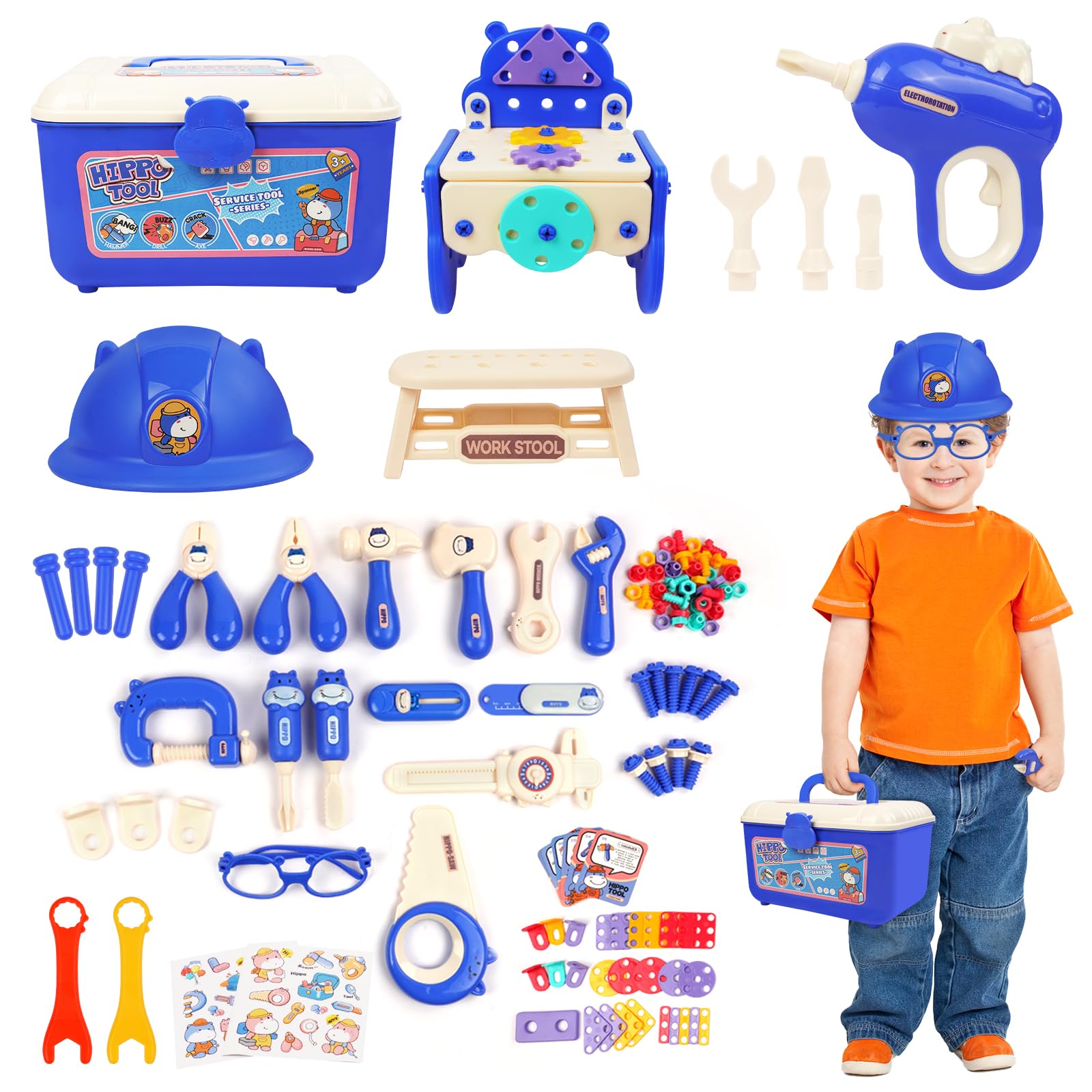 HOTUT Cassetta Attrezzi con Trapano Elettrico 218 Pezzi