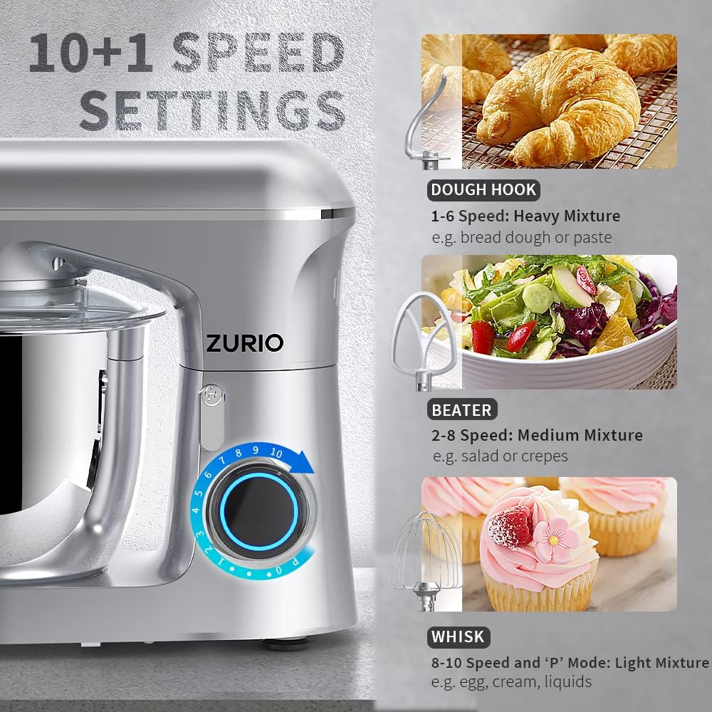 Impastatrice Planetaria Zurio 1300W 5.5L, Argento - immagine 2