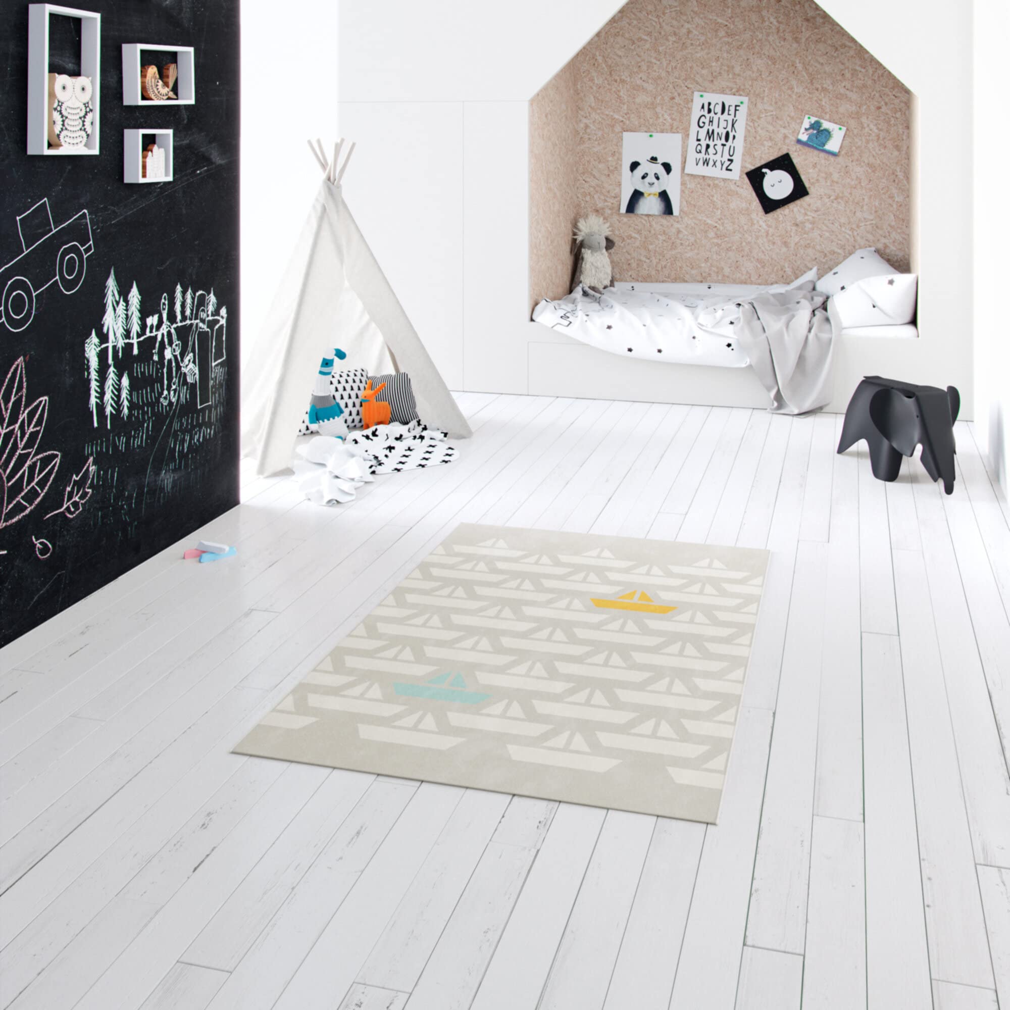 Tappeto per Bambini Barca 120x170 cm, Grigio