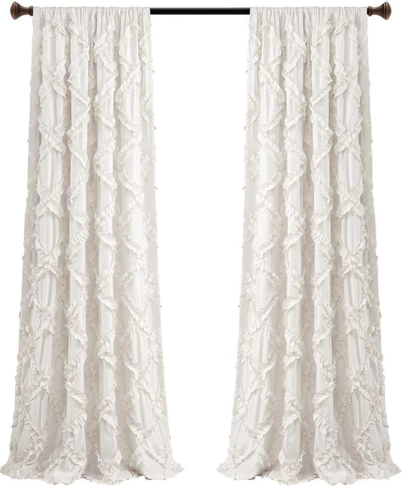 Lush Decor Tende a Pannello con Motivo a Rombo, Bianco - immagine 1