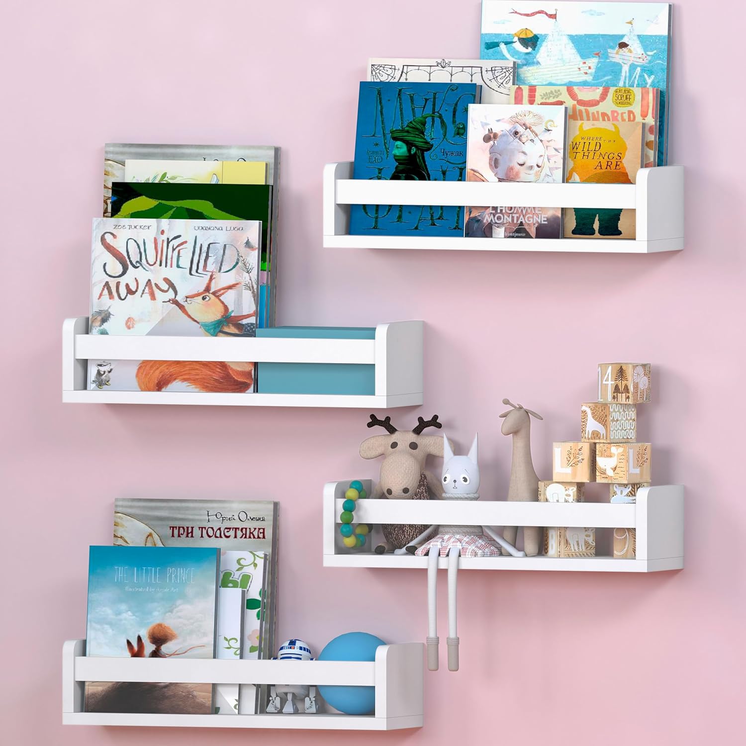 Nature Supplies Set 4 Mensole Bianche 41cm per Cameretta