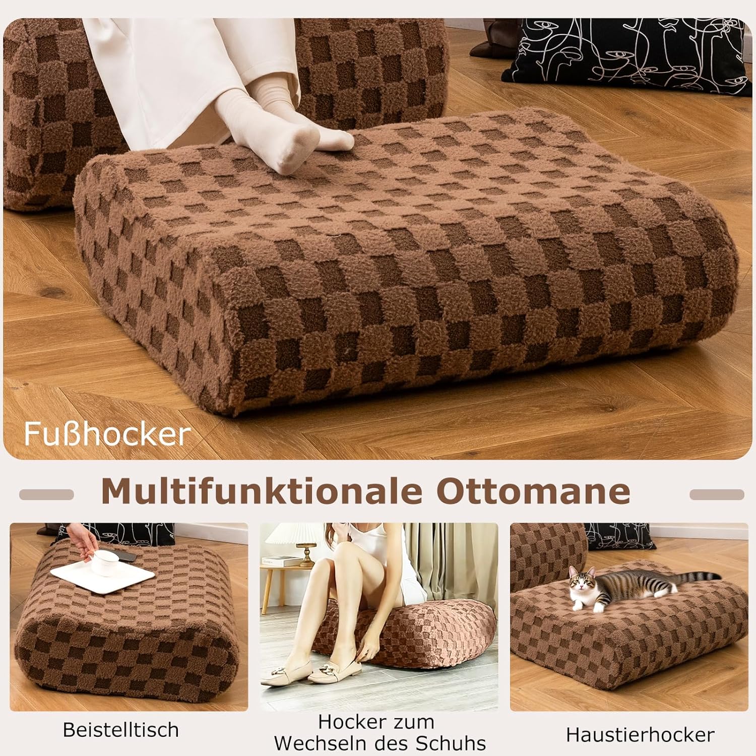 Costway Pouf Poltrona con Sgabello - immagine 5