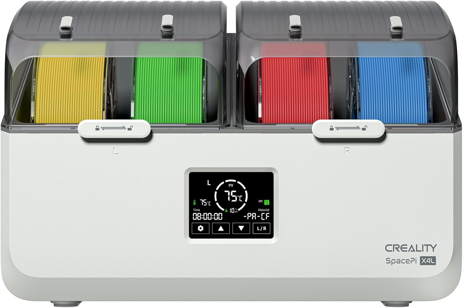 Creality Space Pi X4 Scatola di Essiccazione per Filamenti, Scatola di Conservazione per Filamenti Space Pi per 4 Bobine, Due Elementi Riscaldanti Indipendenti che Possono Raggiungere Temperature Fino