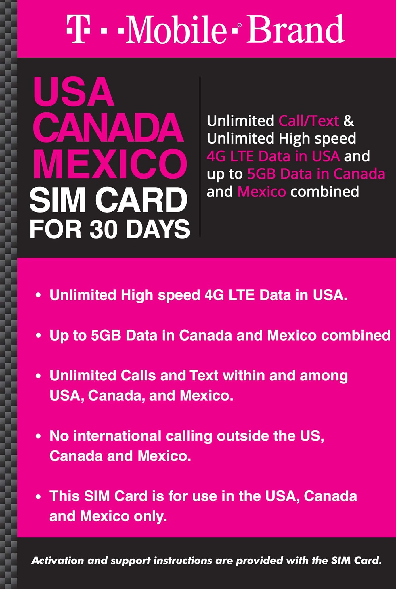 T-mobile SIM Prepagata USA, Canada, Messico 30 Giorni