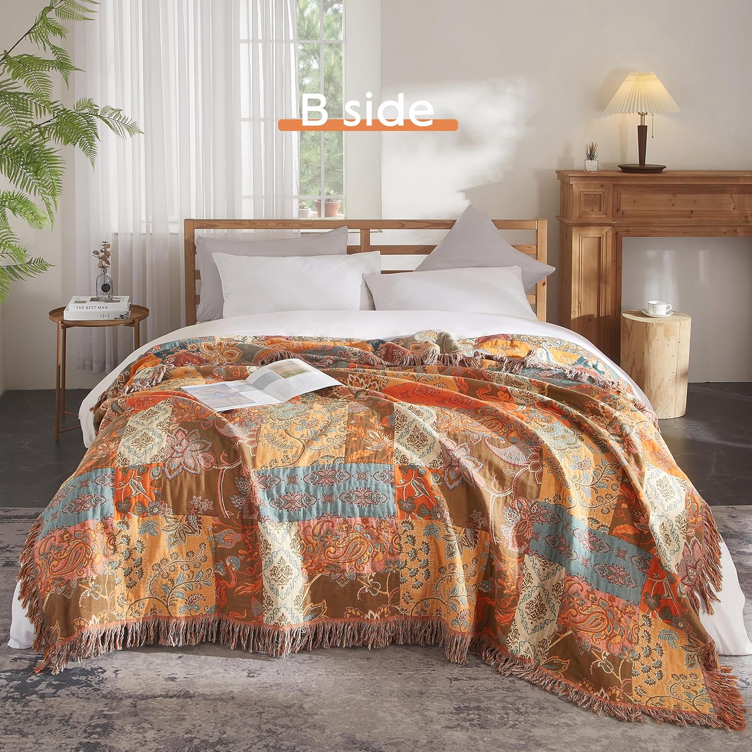 Se Softexly Coperta Boho 100% Cotone 230x250cm - immagine 3