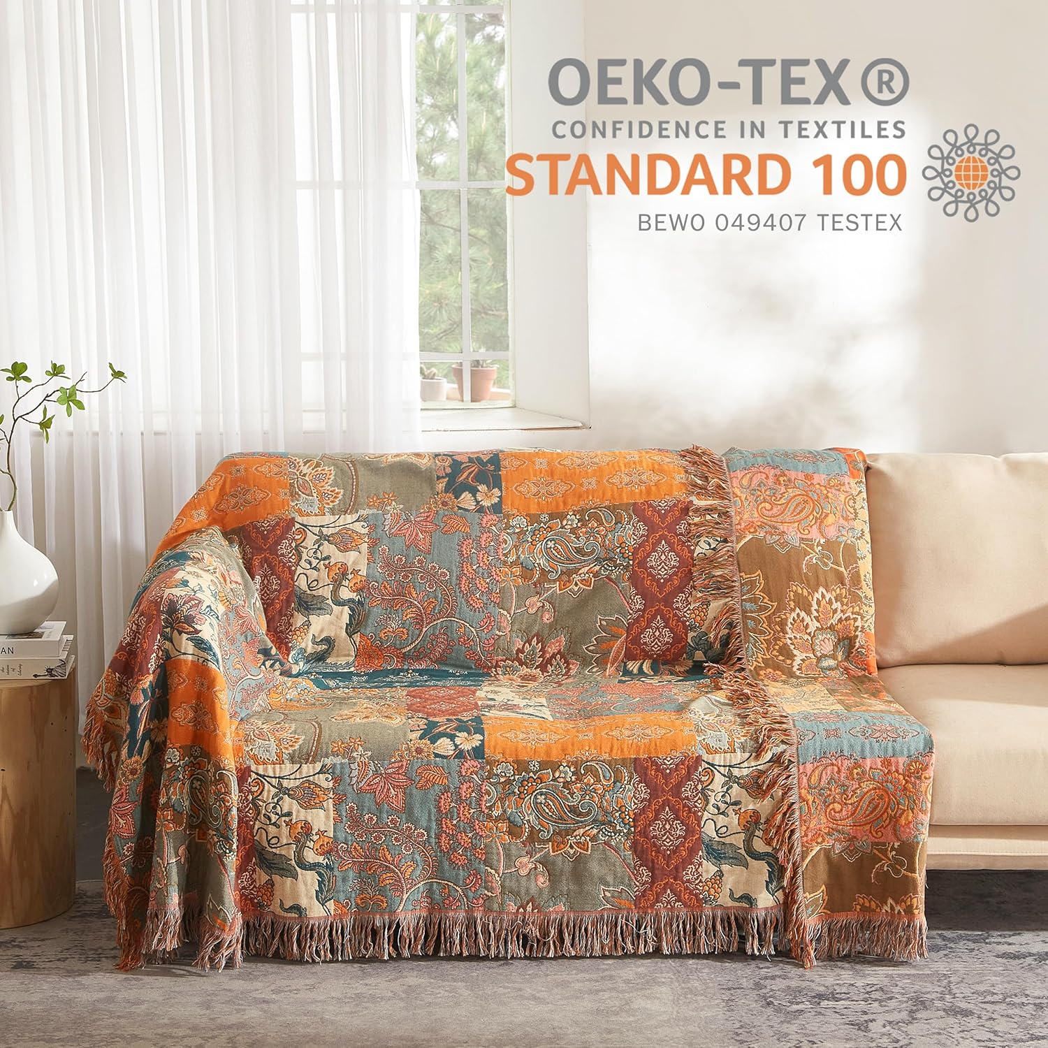 Se Softexly Coperta Boho 100% Cotone 230x250cm - immagine 4