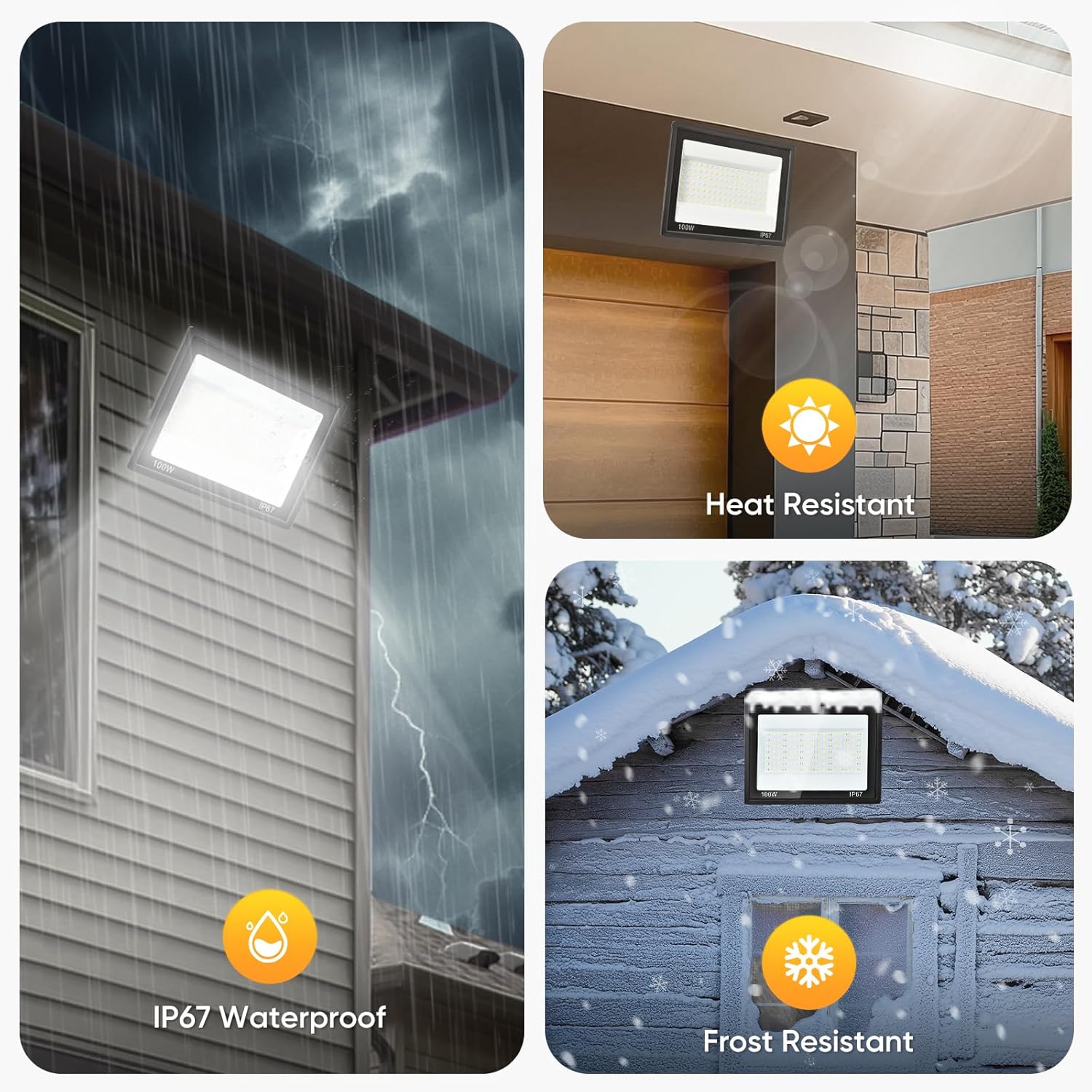 Faretto LED da Esterno 100W 10000LM, 2 Pezzi - immagine 2