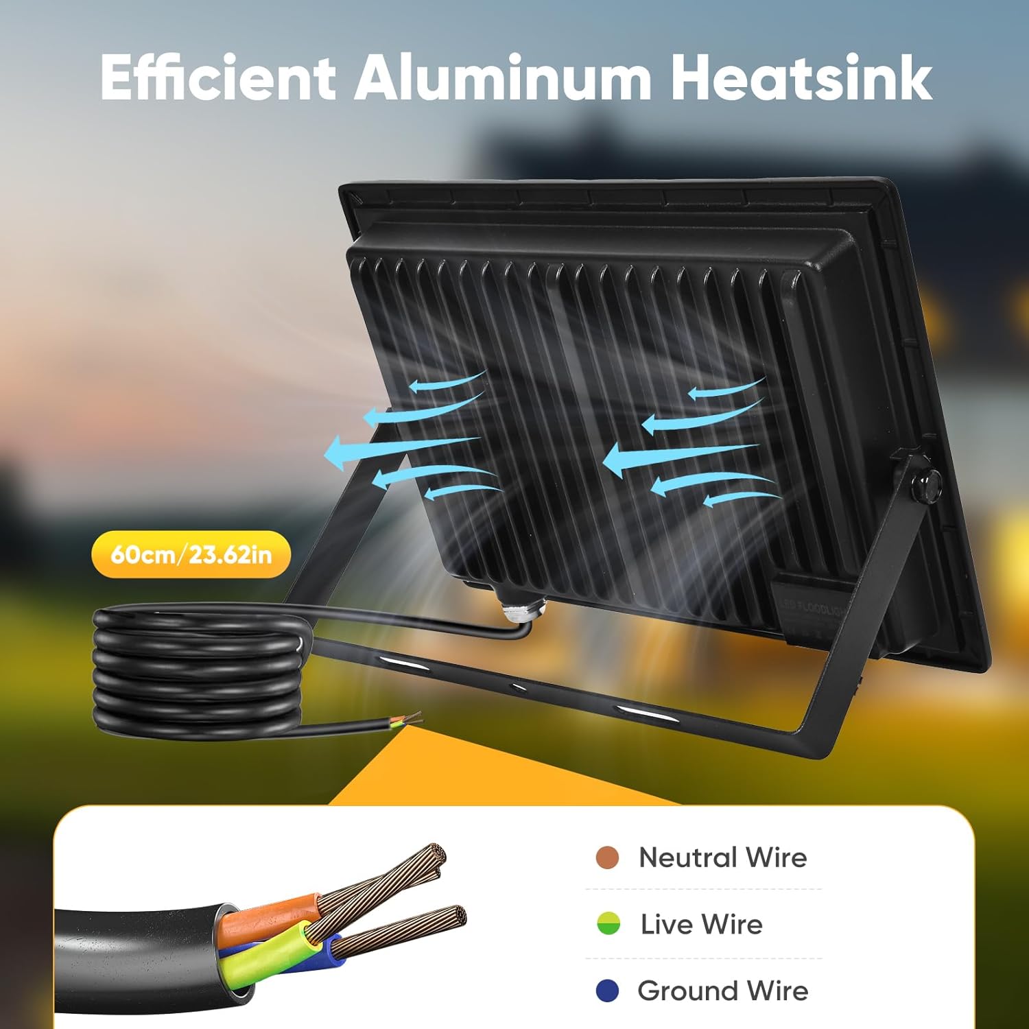 Faretto LED da Esterno 100W 10000LM, 2 Pezzi - immagine 4