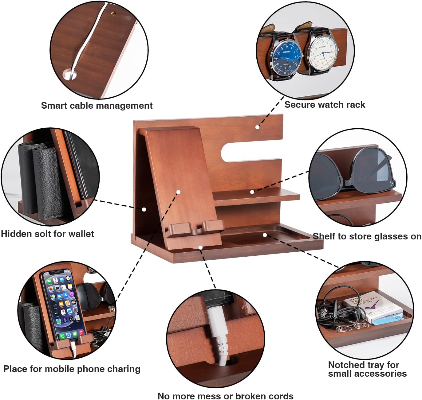 Docking Station in Legno per Smartphone e Orologio - immagine 4