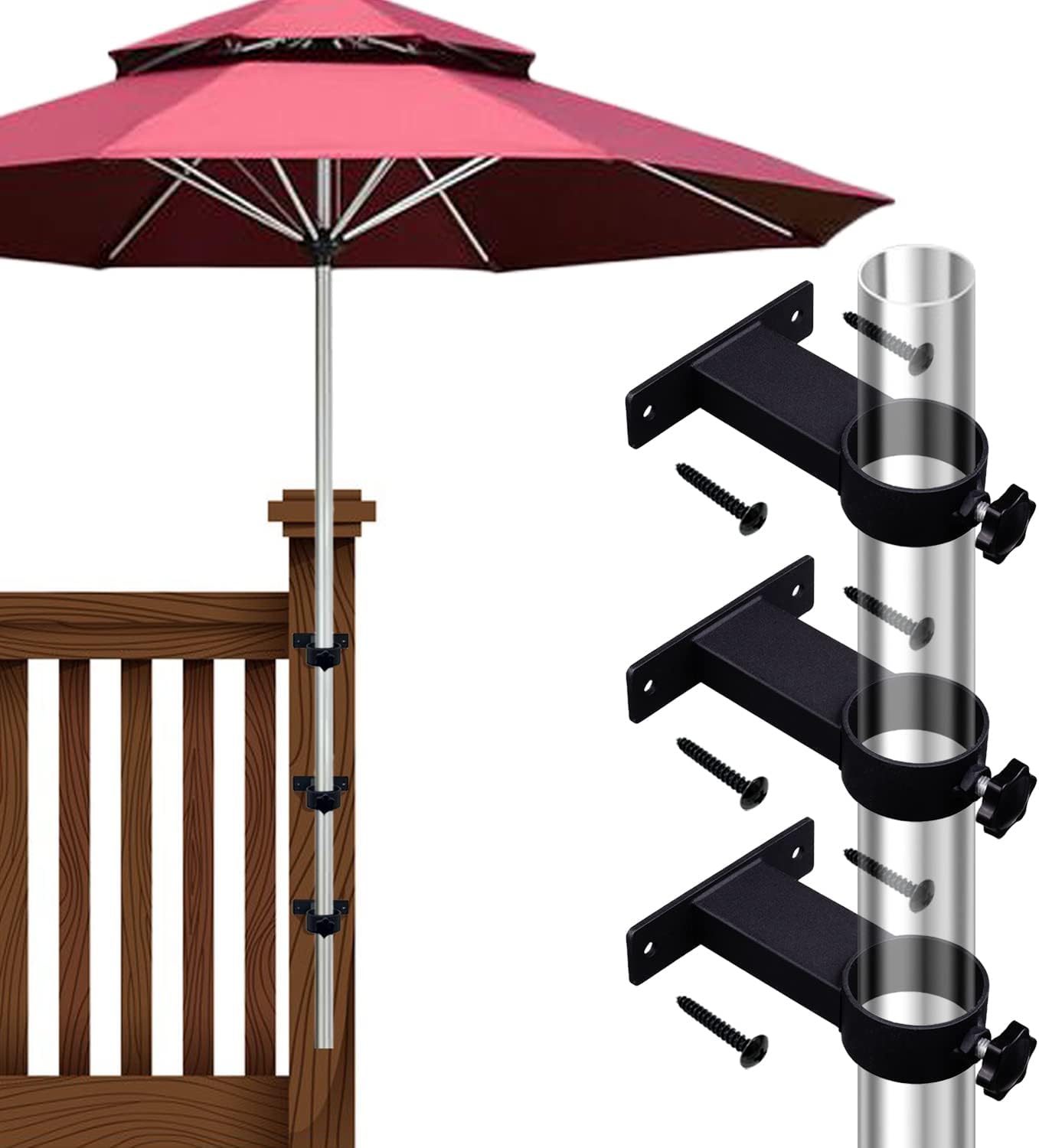 VANROUG 3 Supporti Neri per Ombrelli da Patio