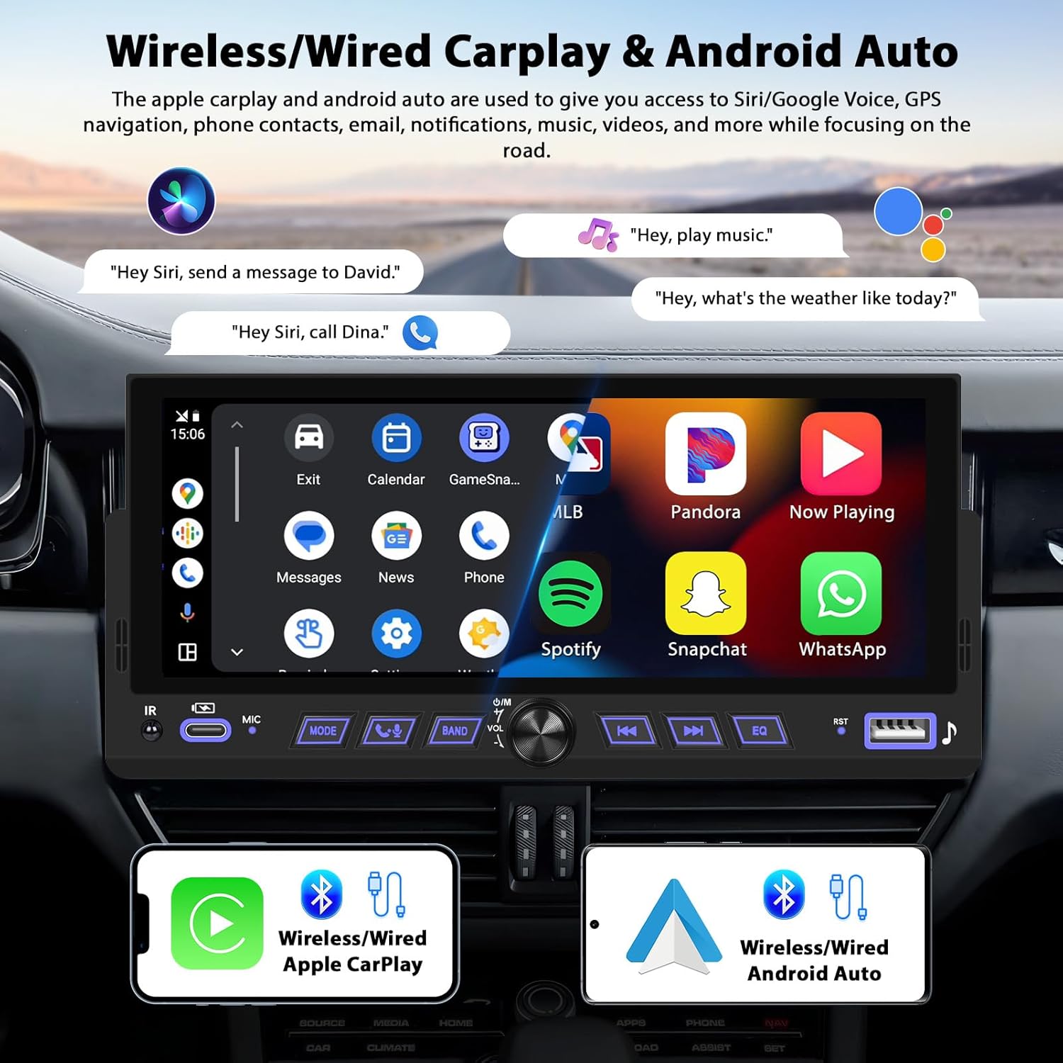 Inefala Autoradio 1 Din con Wireless Carplay e Android Auto - immagine 2