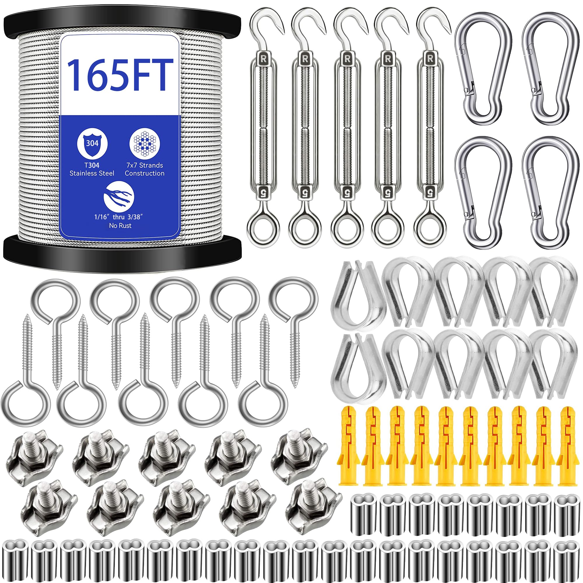 Cavo Acciaio Rivestito 50m Inox 304 con Tenditore M5