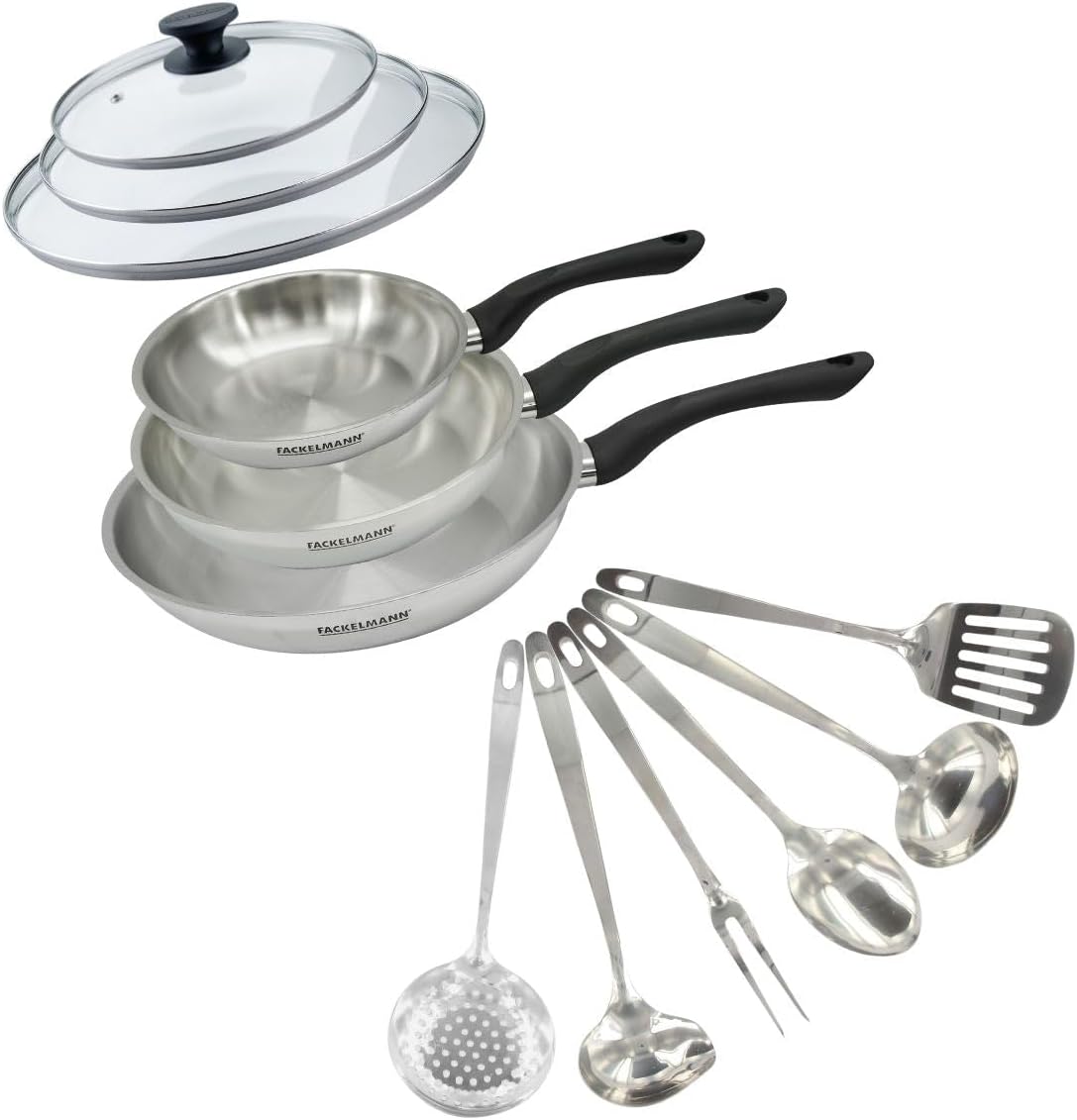 Fackelmann 9445950 Set 3 Padelle 20/24/28 cm Inox 18/8 - immagine 1