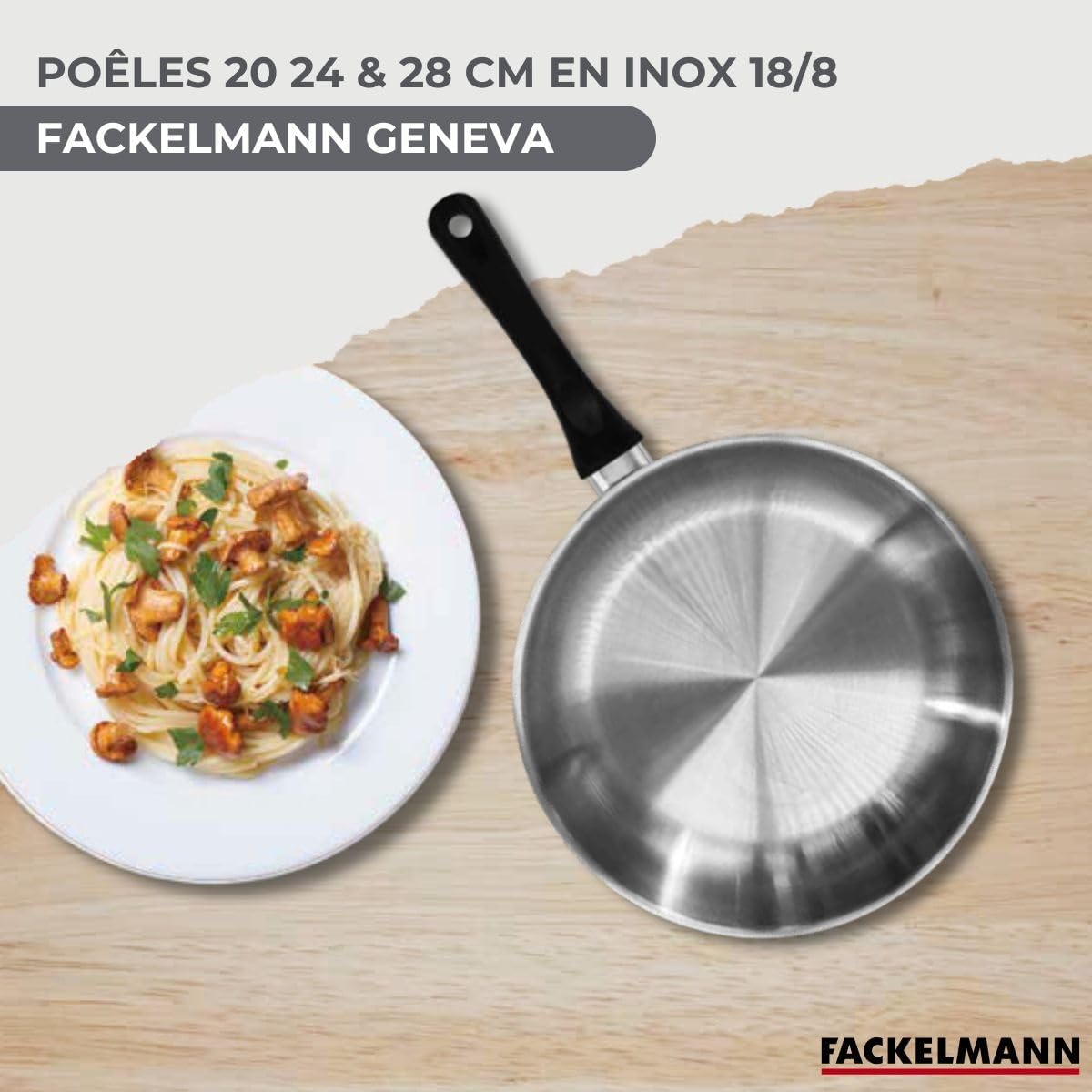 Fackelmann 9445950 Set 3 Padelle 20/24/28 cm Inox 18/8 - immagine 2