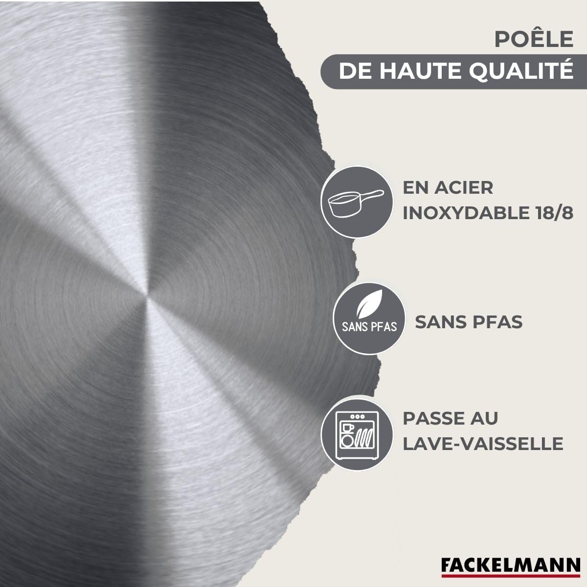 Fackelmann 9445950 Set 3 Padelle 20/24/28 cm Inox 18/8 - immagine 4