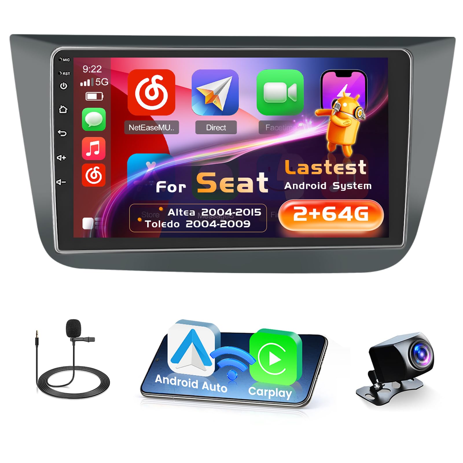 Autoradio Android 15 per Seat Altea (2004-2015) Toledo (2004-2009)