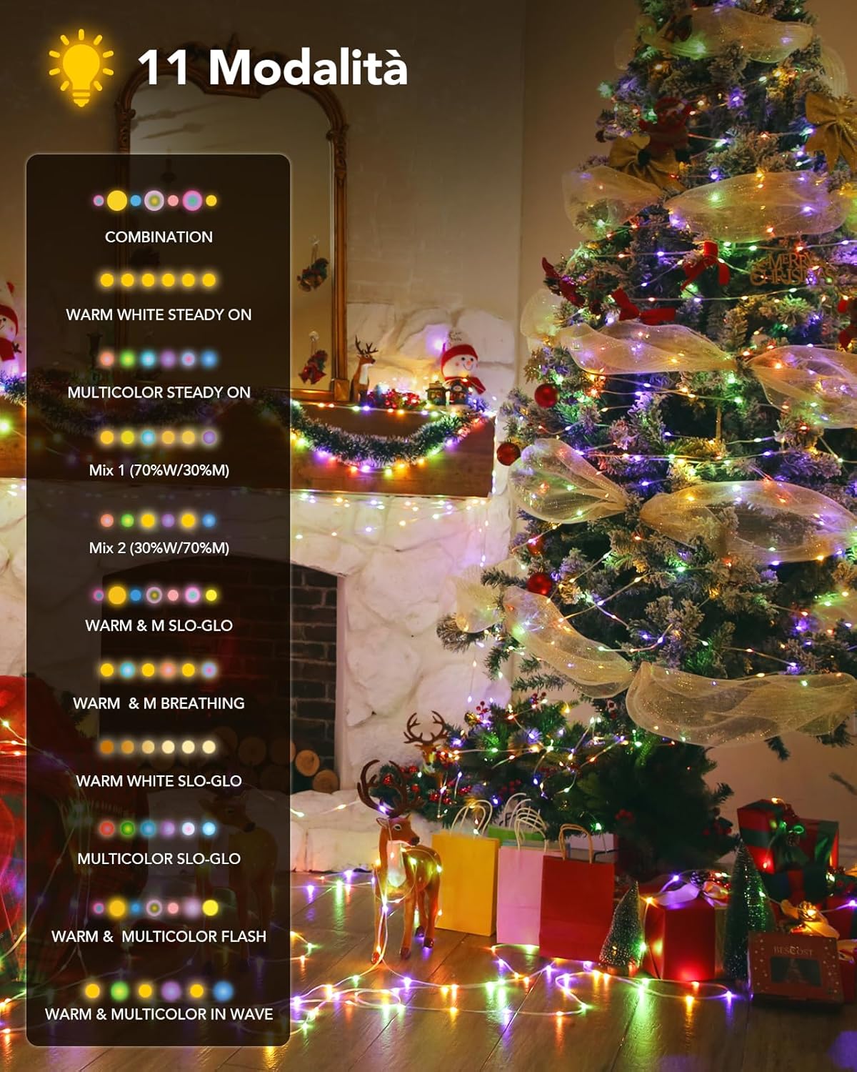 Luci di Natale da Esterno 50m con Telecomando RF - immagine 4