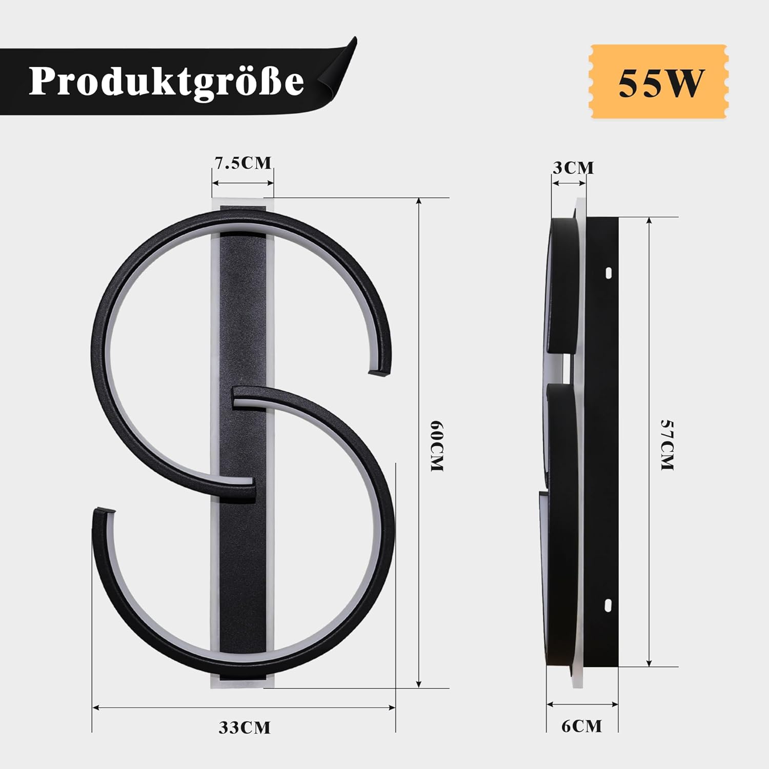 Plafoniera LED Dimmerabile Nera 55W Ø60cm - immagine 6