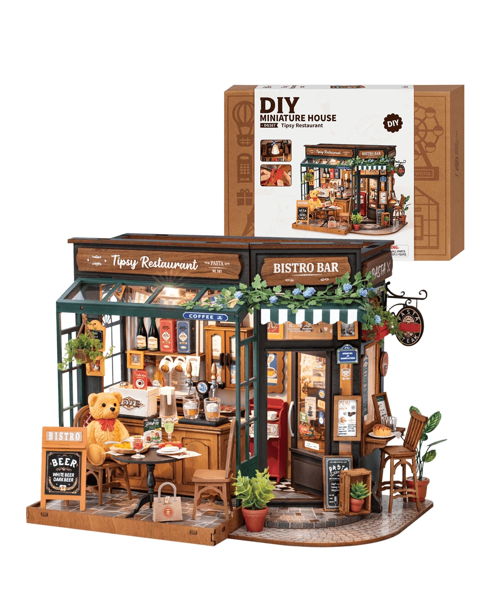 ROWOOD Casa delle Bambole Tipsy Restaurant Kit Legno