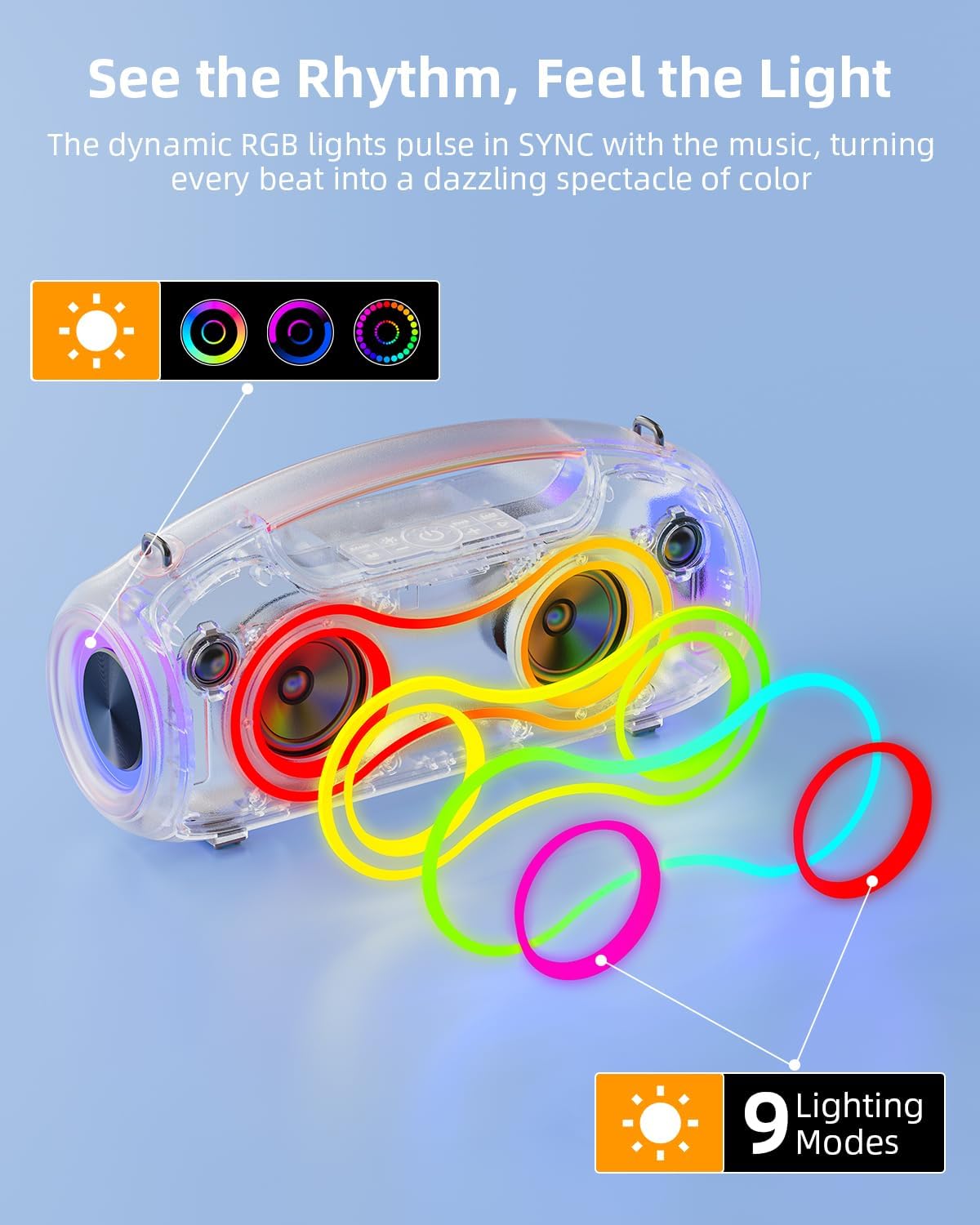 Cassa Bluetooth Portatile 180W MAX RGB, Nera - immagine 3