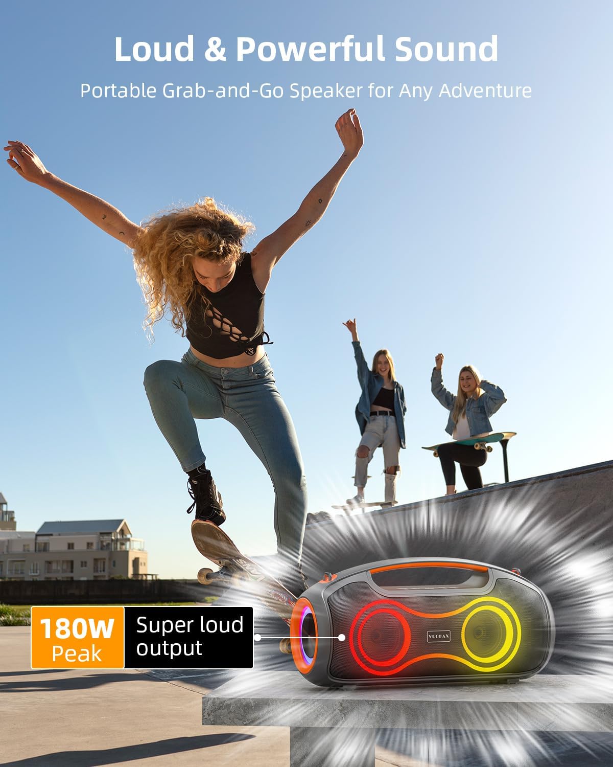 Cassa Bluetooth Portatile 180W MAX RGB, Nera - immagine 5