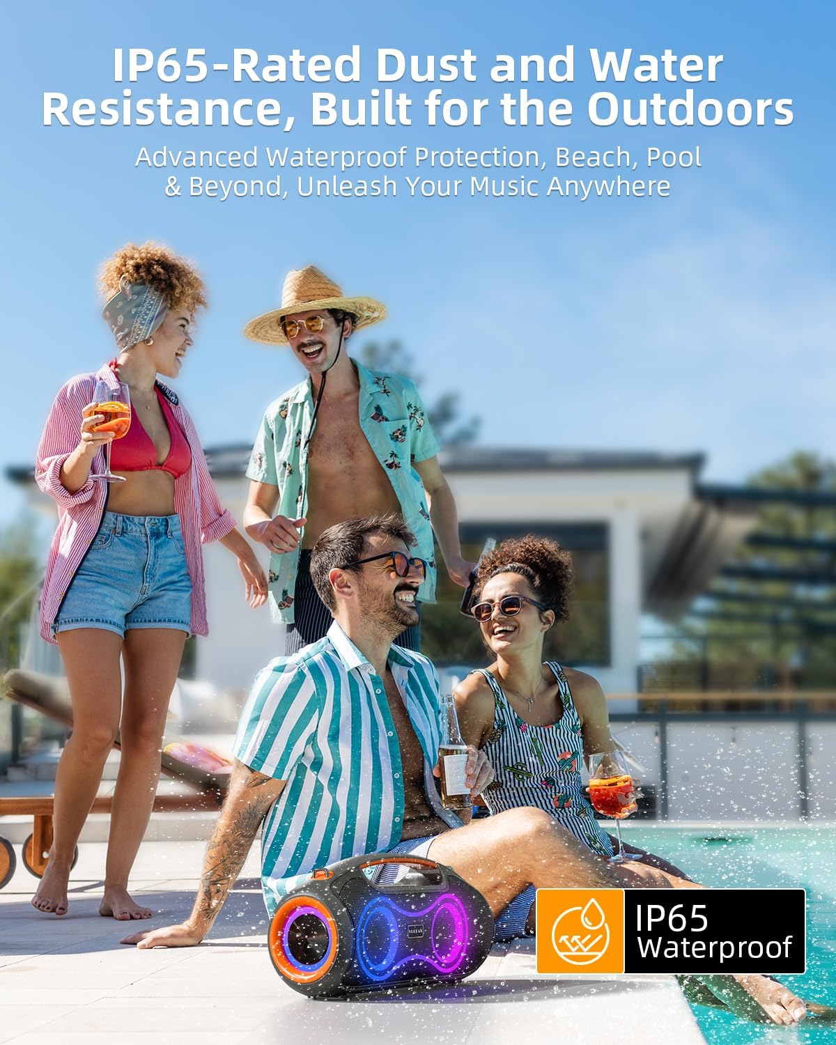 Cassa Bluetooth Portatile 180W MAX RGB, Nera - immagine 6