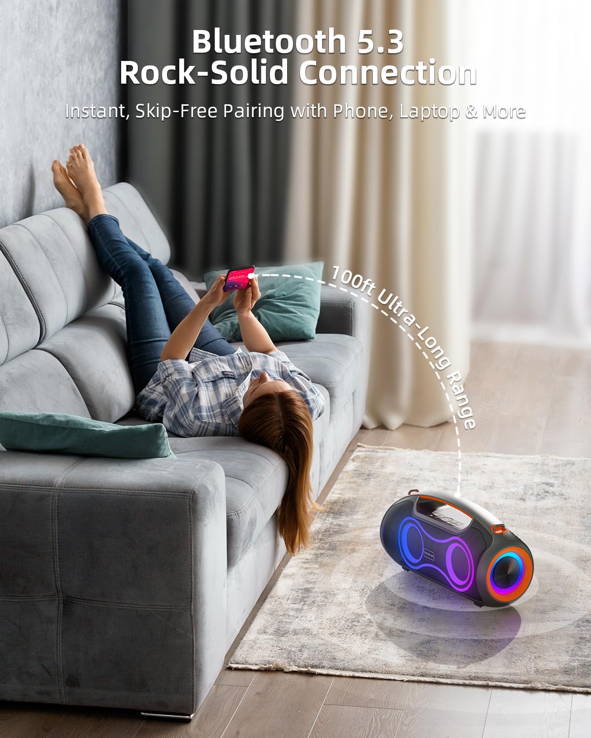 Cassa Bluetooth Portatile 180W MAX RGB, Nera - immagine 7