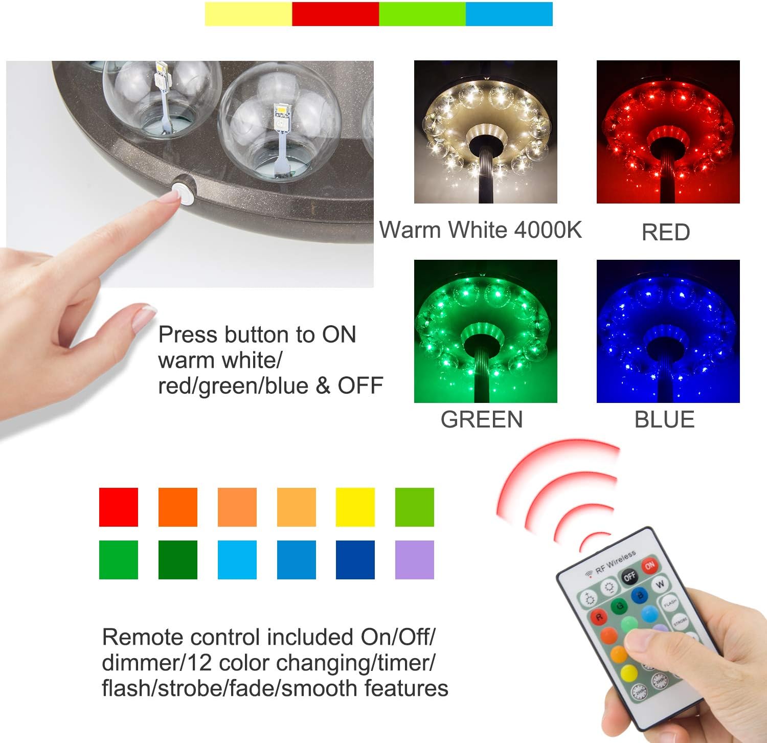 HONWELL Luci per ombrellone 12 LED con timer - immagine 2