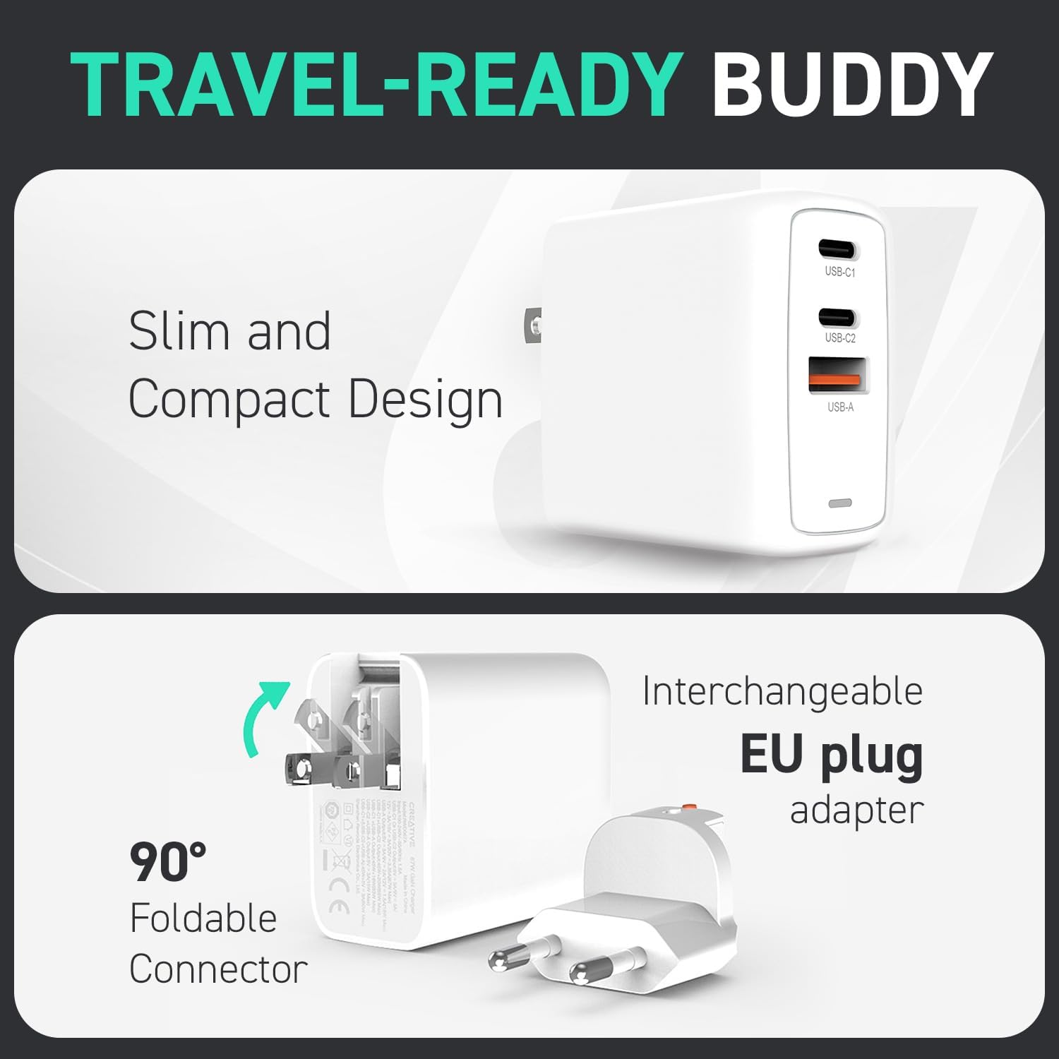 Creative 67W GaN Charger 3 Porte USB con PPS - immagine 6