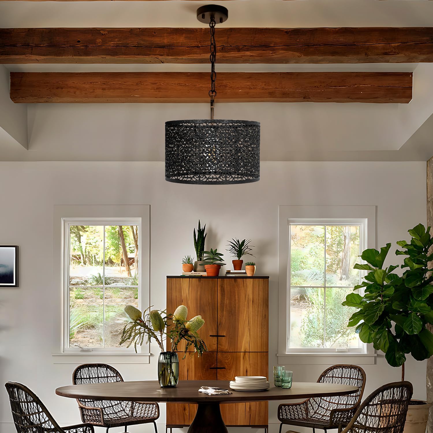 Tissting Paralume Cilindro E27 E14 25x16cm, Nero - immagine 6