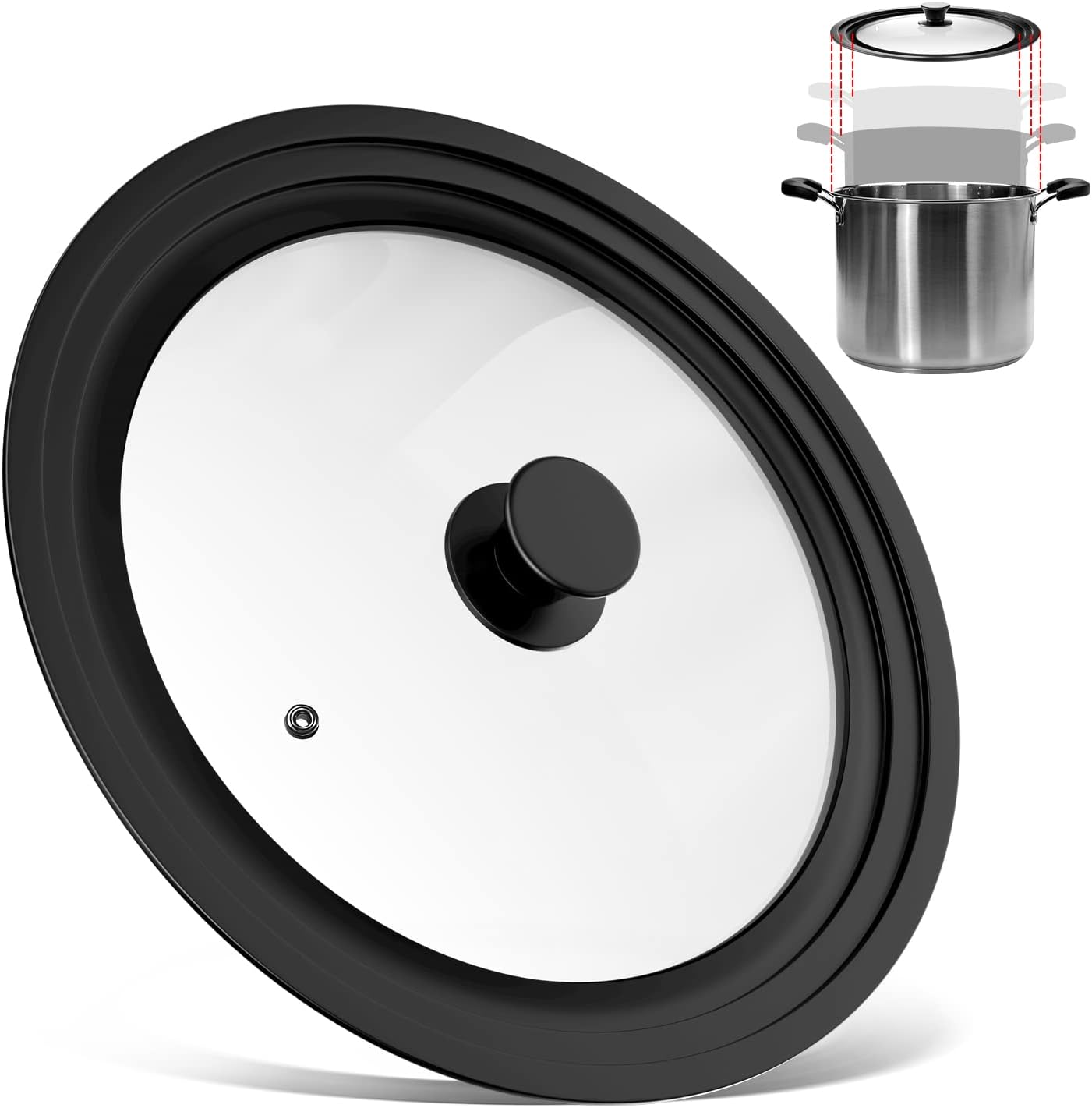 Fousenuk Coperchio Universale Vetro Temperato Nero