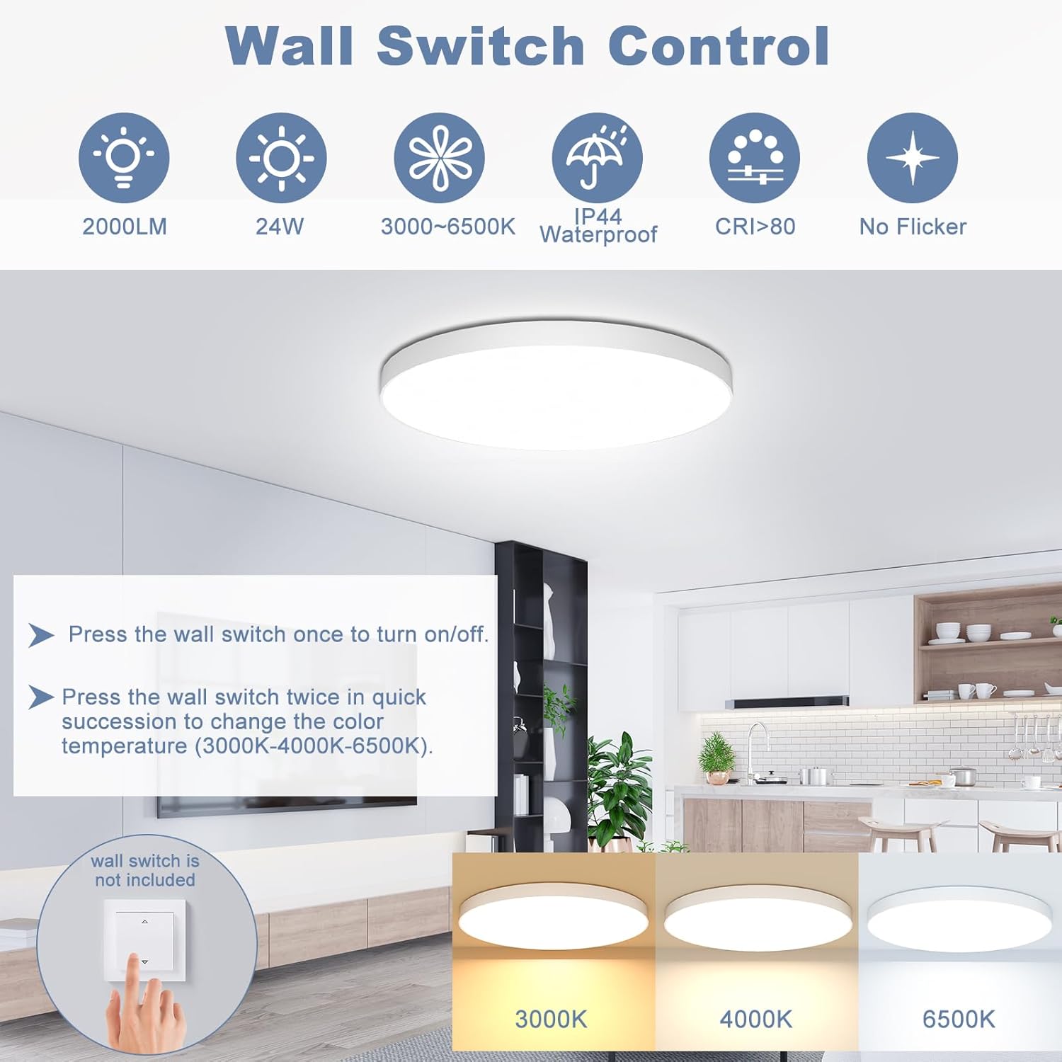 Ouila Plafoniera LED Soffitto Dimmerabile 24W Ø28CM - immagine 4