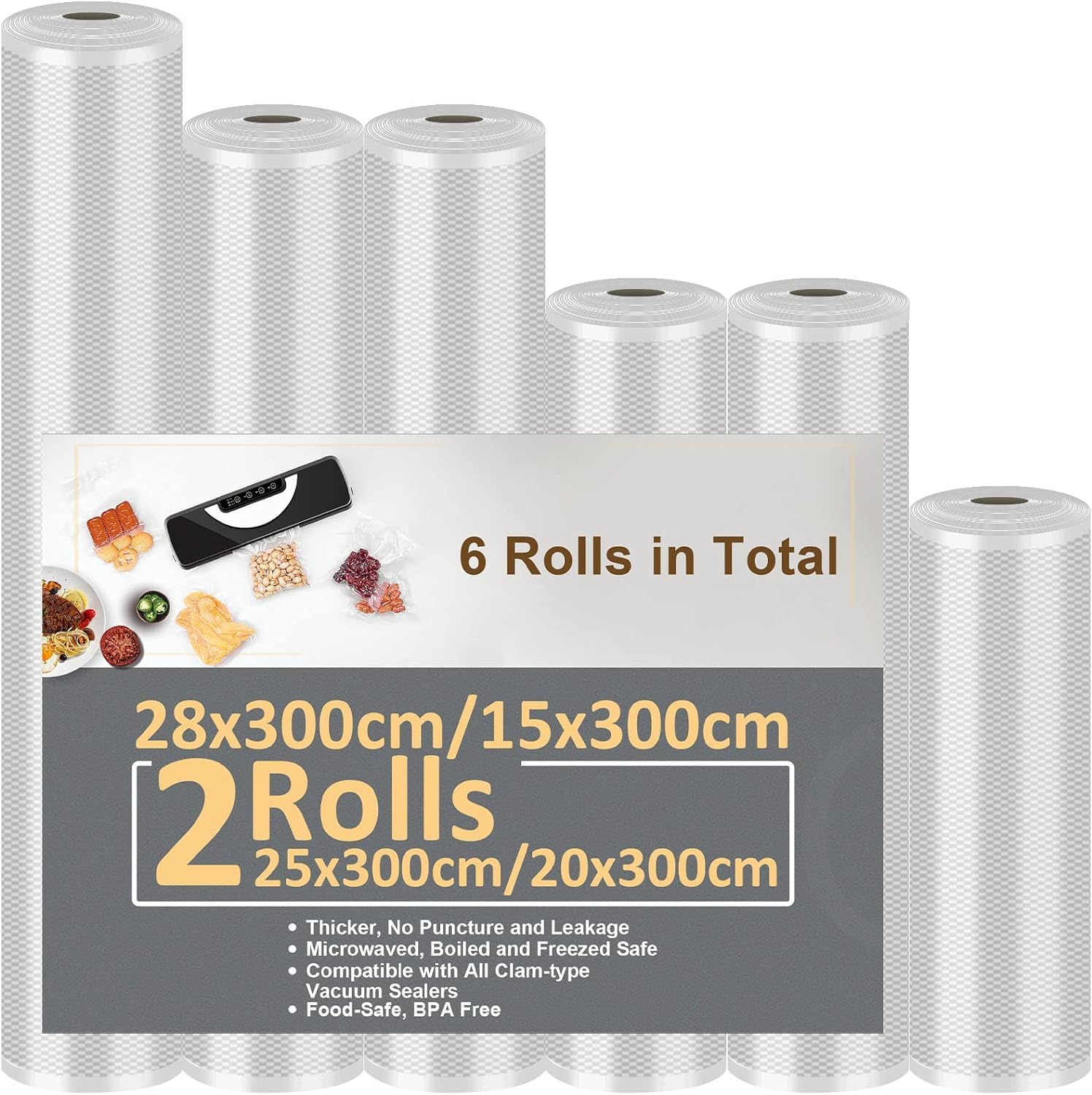 Sacchetti Sottovuoto Alimenti - 6 Rotoli Senza BPA