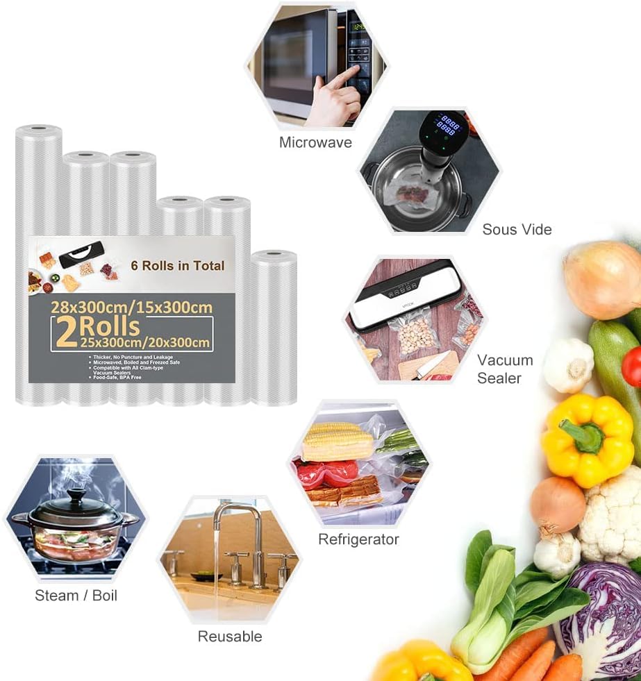 Sacchetti Sottovuoto Alimenti - 6 Rotoli Senza BPA - immagine 5