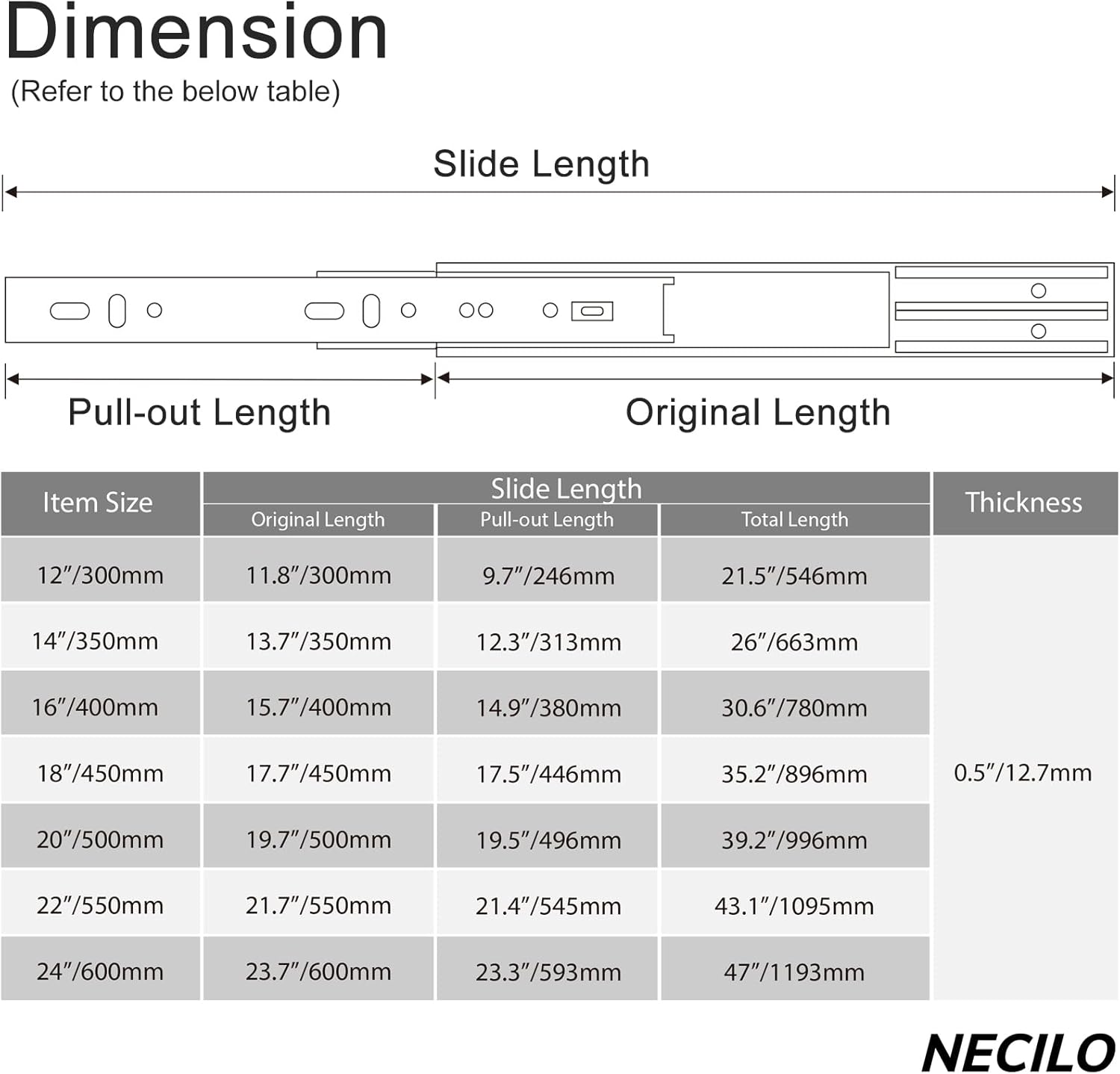 Necilo Guide Ammortizzate per Cassetti 450mm - 5 Coppie - immagine 3