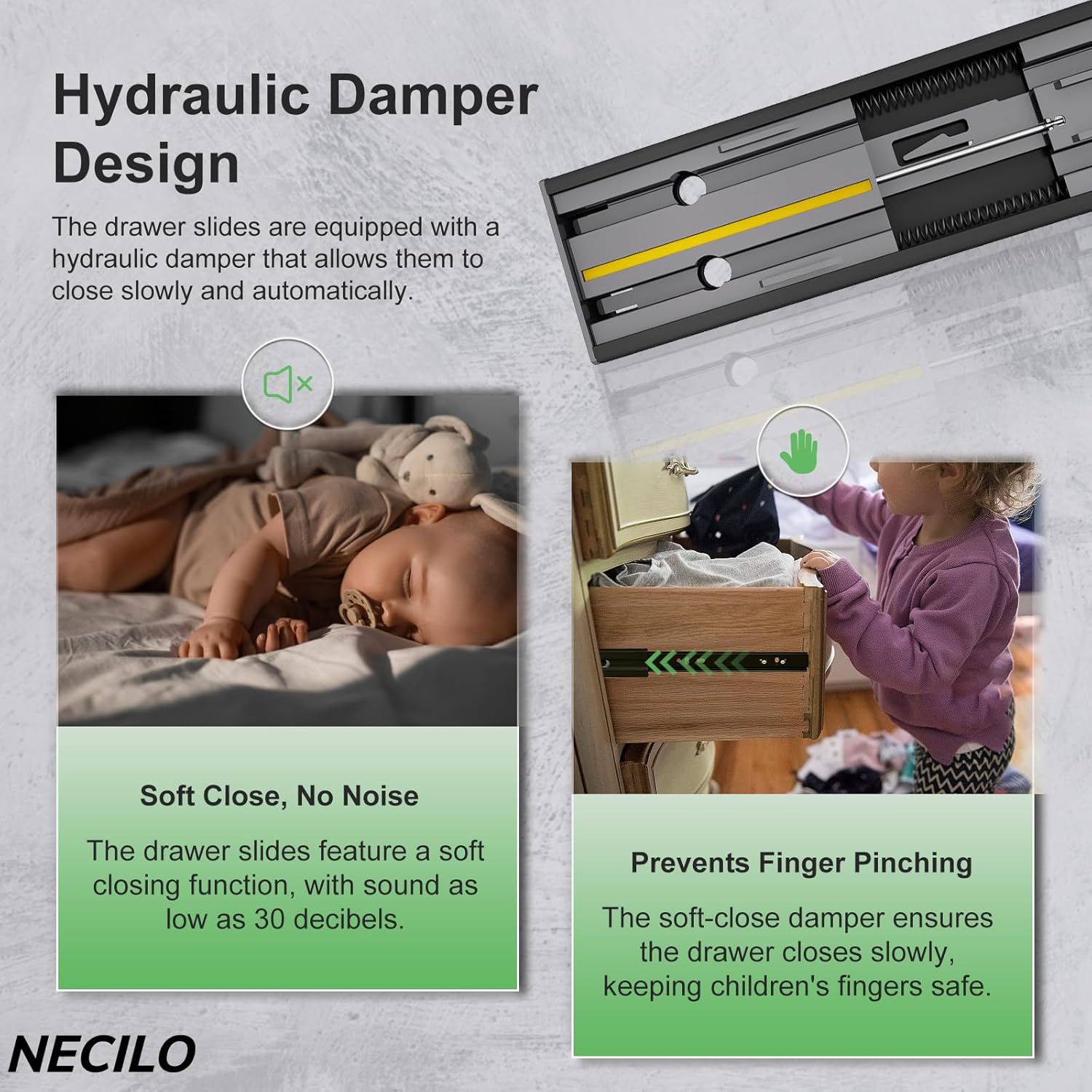 Necilo Guide Ammortizzate per Cassetti 450mm - 5 Coppie - immagine 4