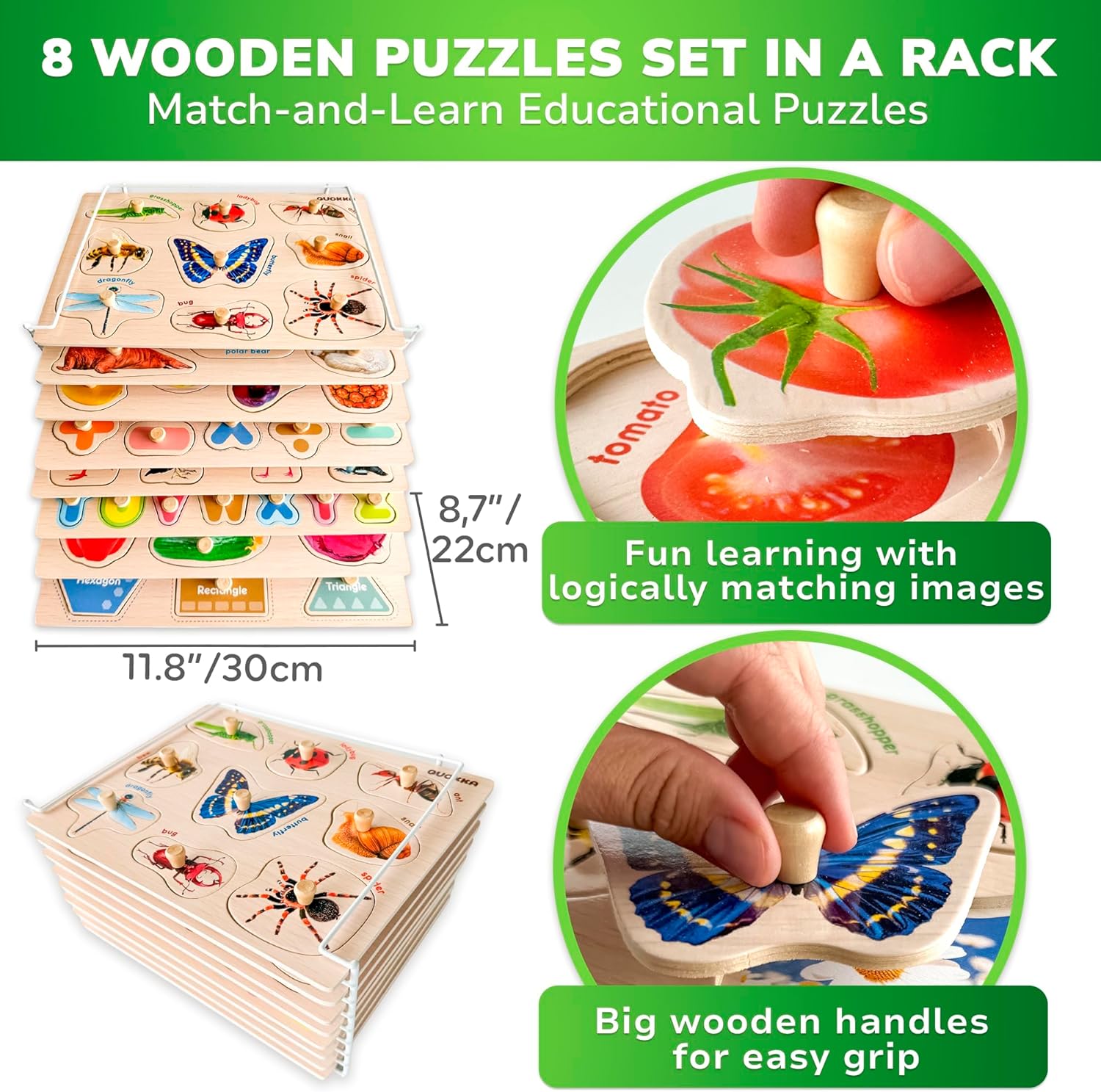 Quokka Set 8 Puzzle Realistici in Legno Montessori - immagine 2