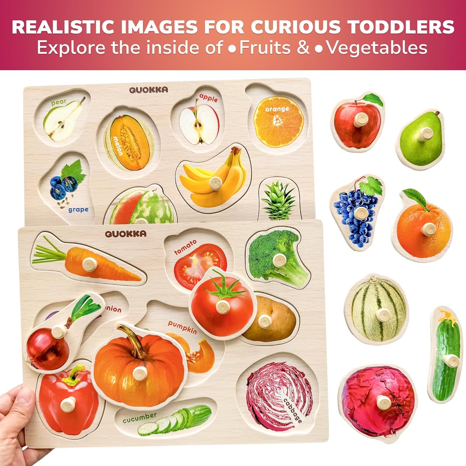 Quokka Set 8 Puzzle Realistici in Legno Montessori - immagine 4