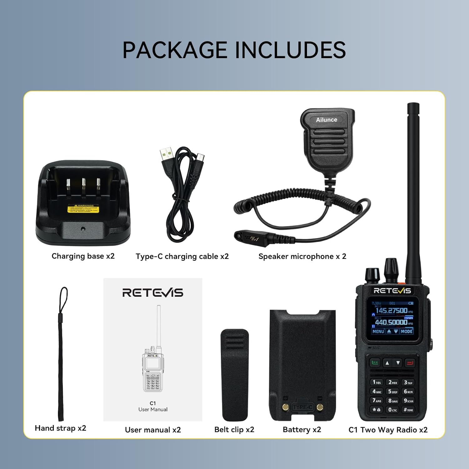 Retevis C1 Walkie Talkie Professionali Bibanda (2 Pezzi) - immagine 7