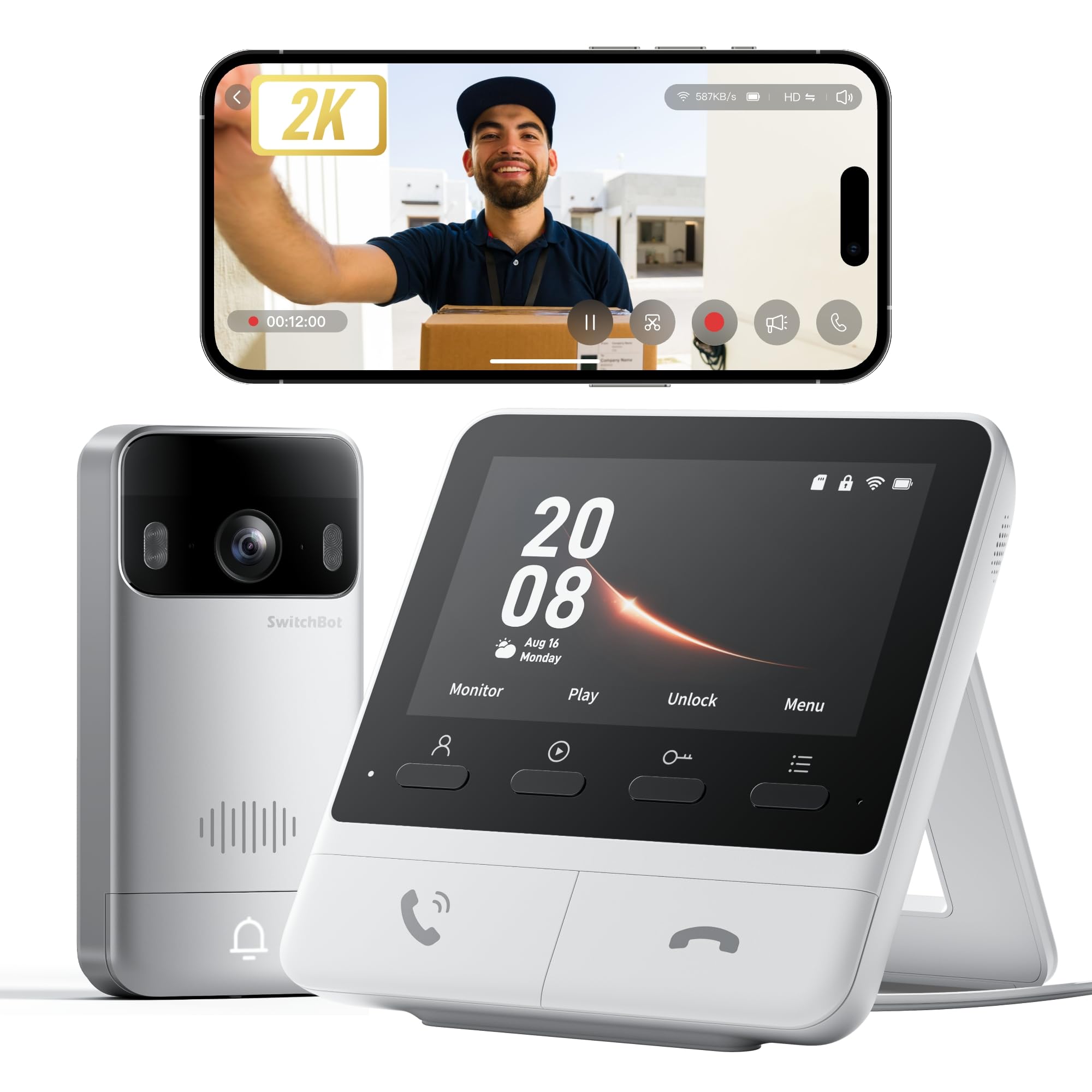 Switchbot Videocitofono WiFi 2K con Schermo 4,3''