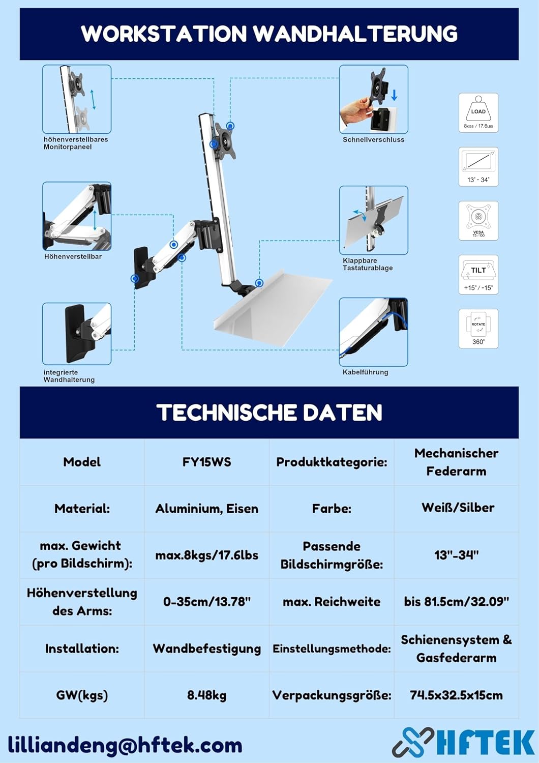 HFTEK FY15WS Workfit Workstation Sit - immagine 3