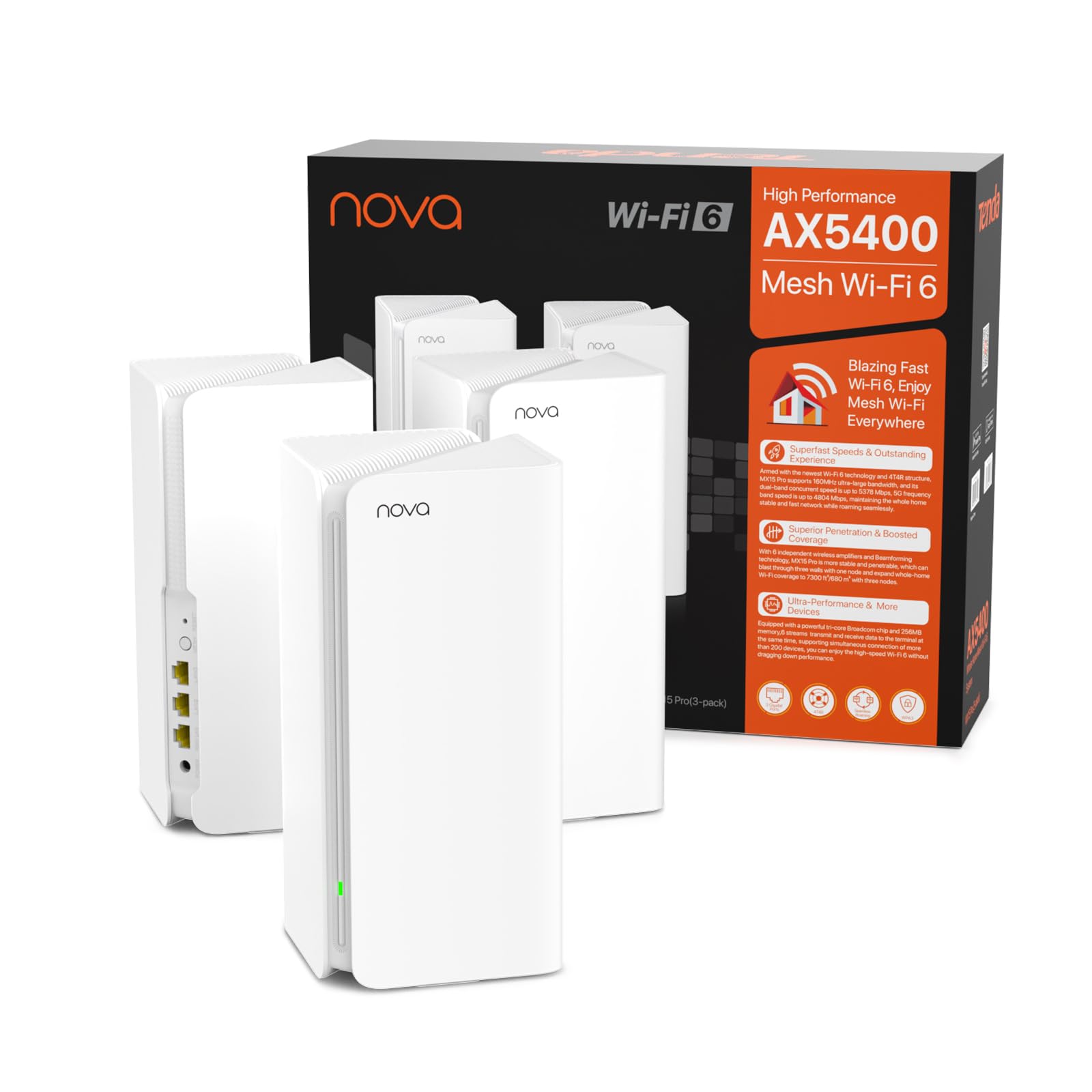 Tenda Nova MX15 PRO - Mesh WiFi 6 Dual Band AX5400 (3 Pezzi)