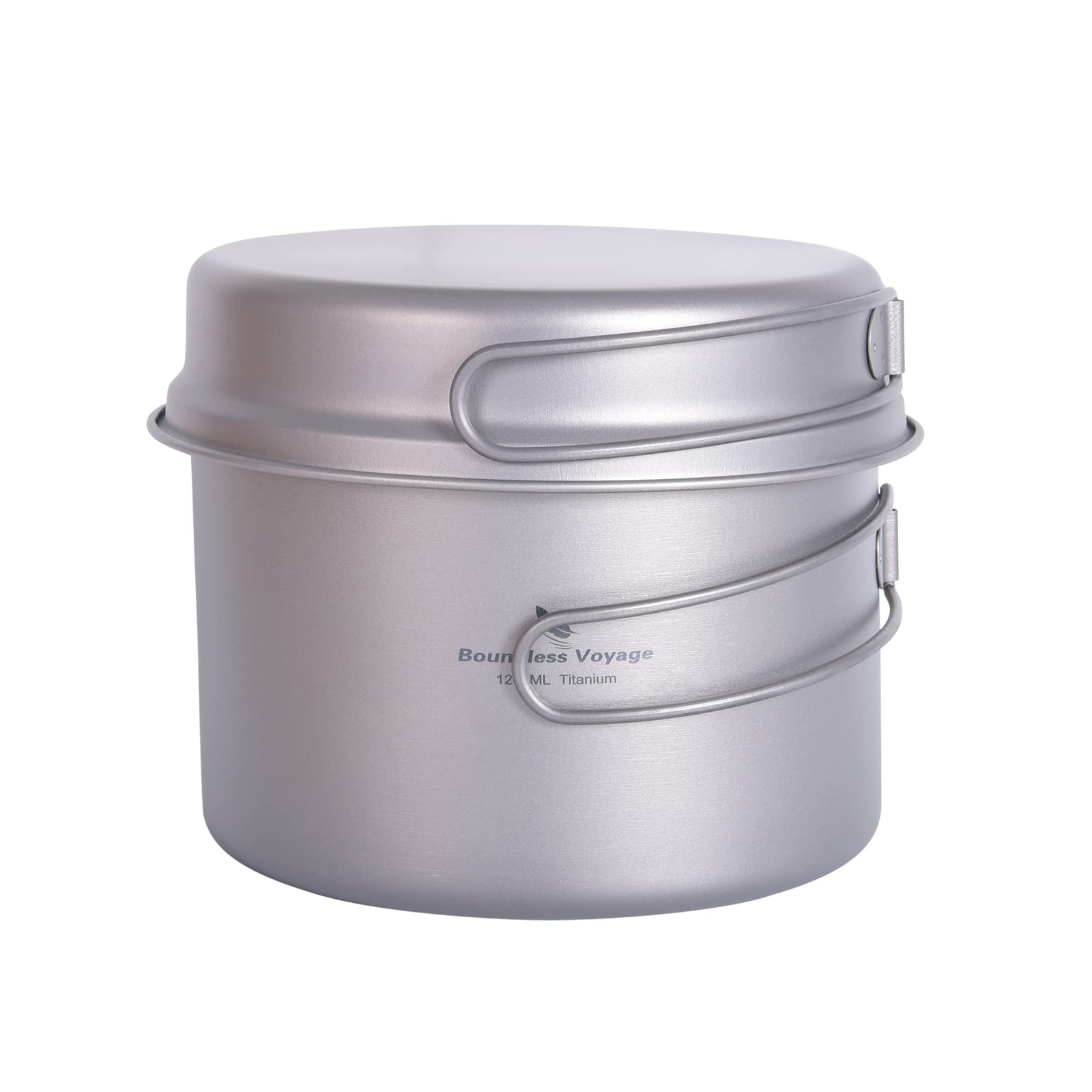 Boundless Voyage Ti2110C - Pentola in titanio da 1200 ml, con padella da 500 ml, ultra leggera, con manico pieghevole, per picnic all'aperto, cucina