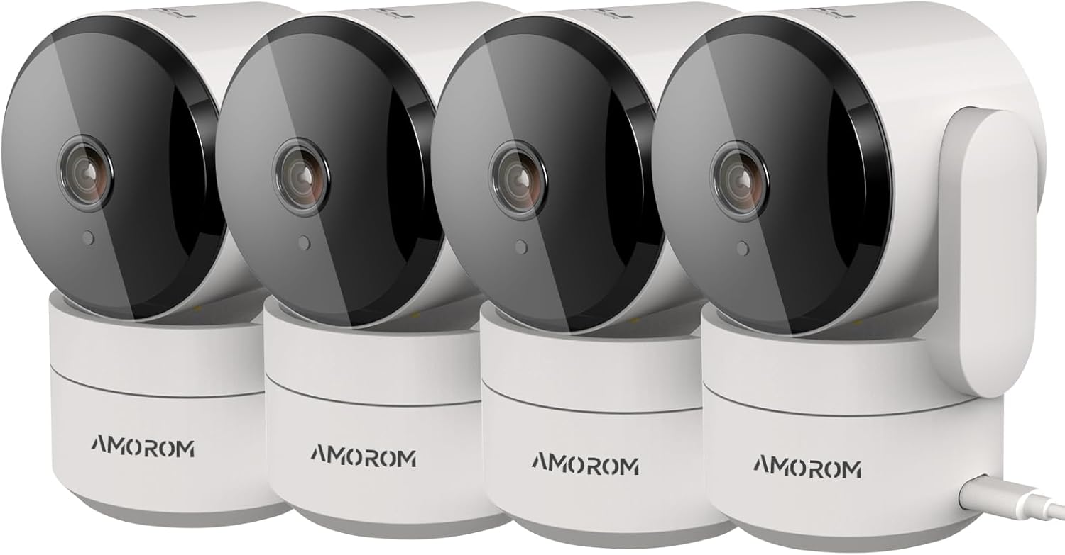 Amorom Telecamera WiFi Interno 360° con Pan/Tilt (4 Pack)